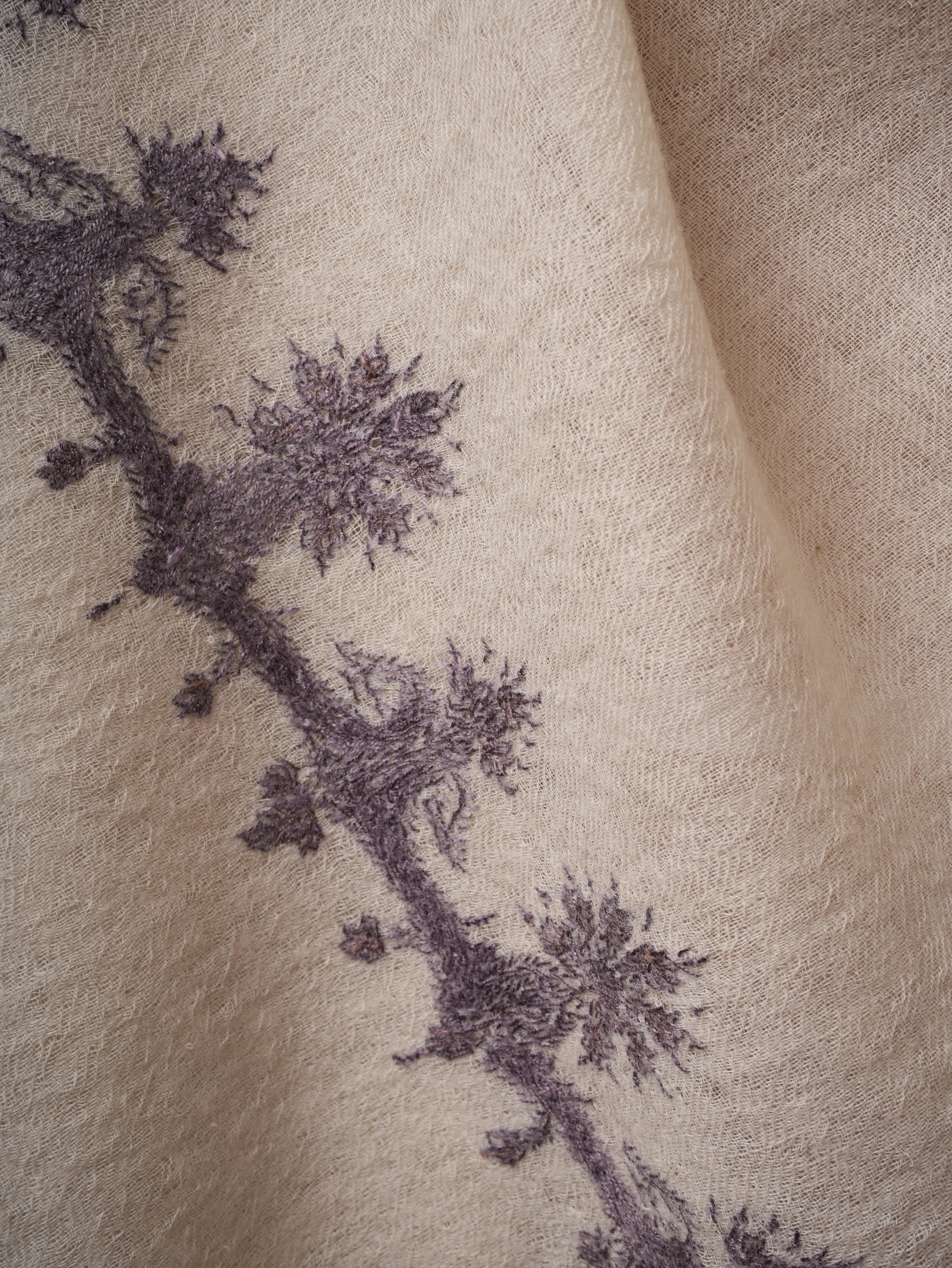 Lightweight Boiled Wool Shawl with Hand Embroidery Shahkaar