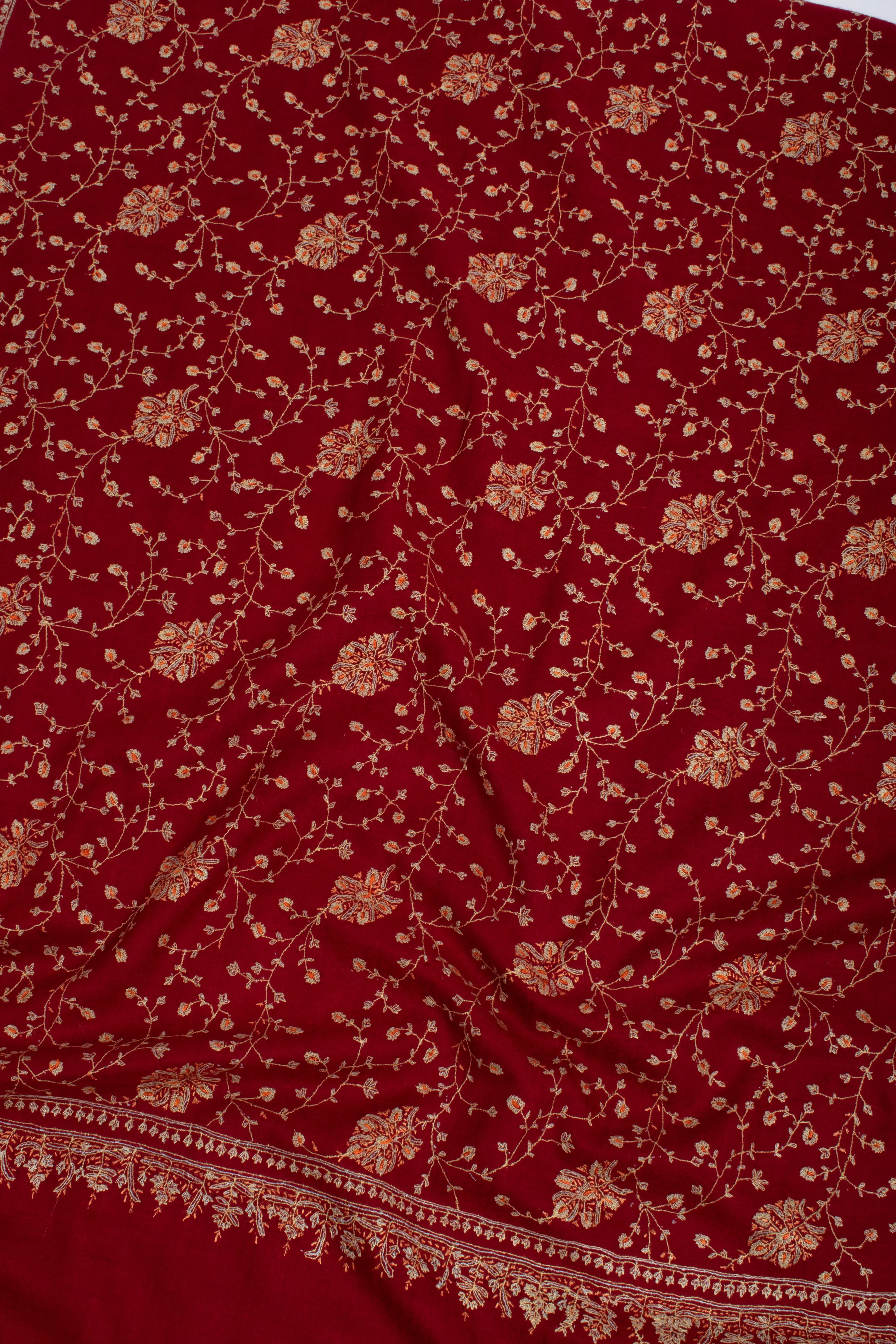 Maroon Embroidered Glamours Cashmere Scarf Shahkaar