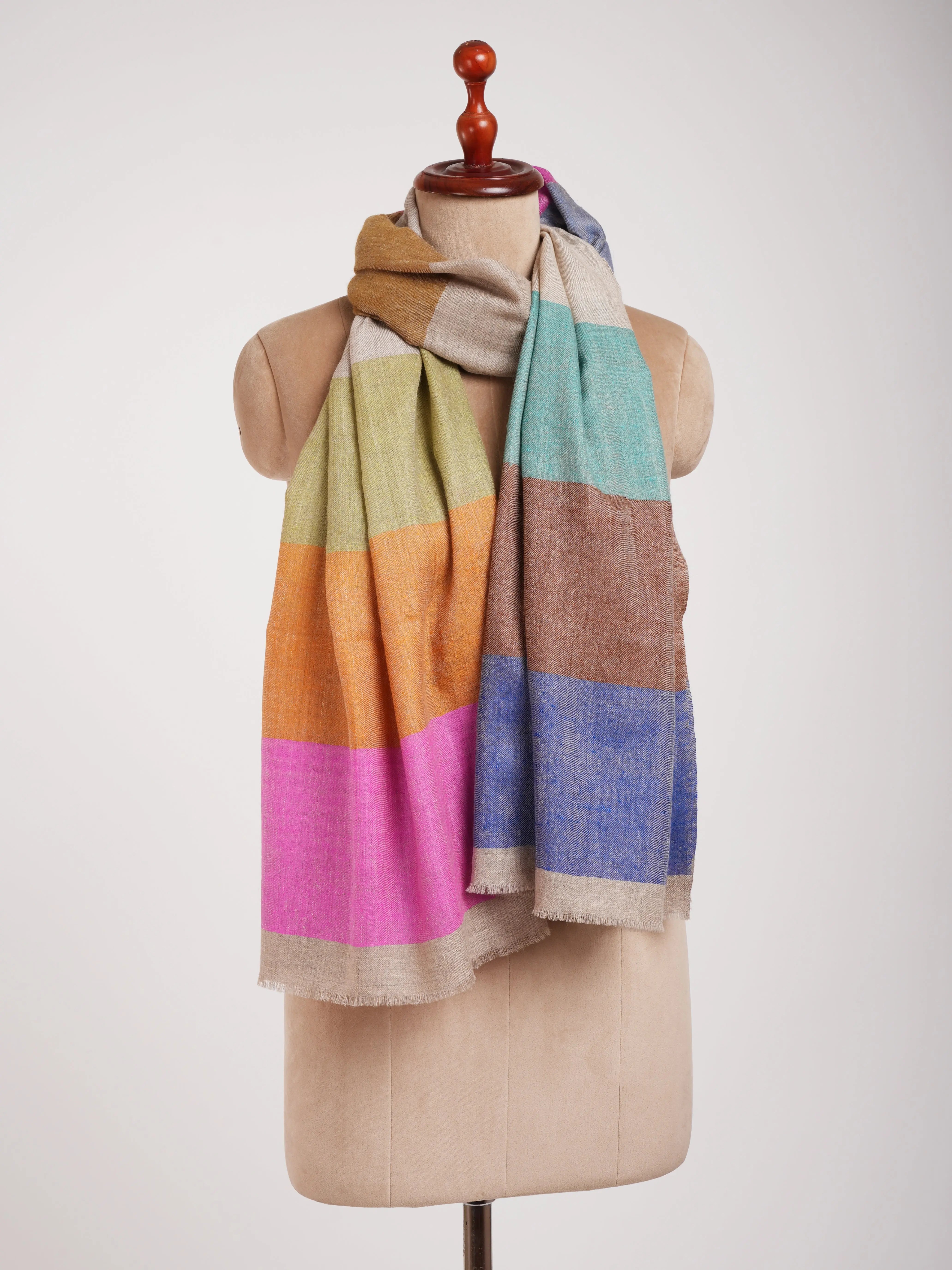 Modern Stripe Authentic Kashmiri Cashmere Stole Shahkaar