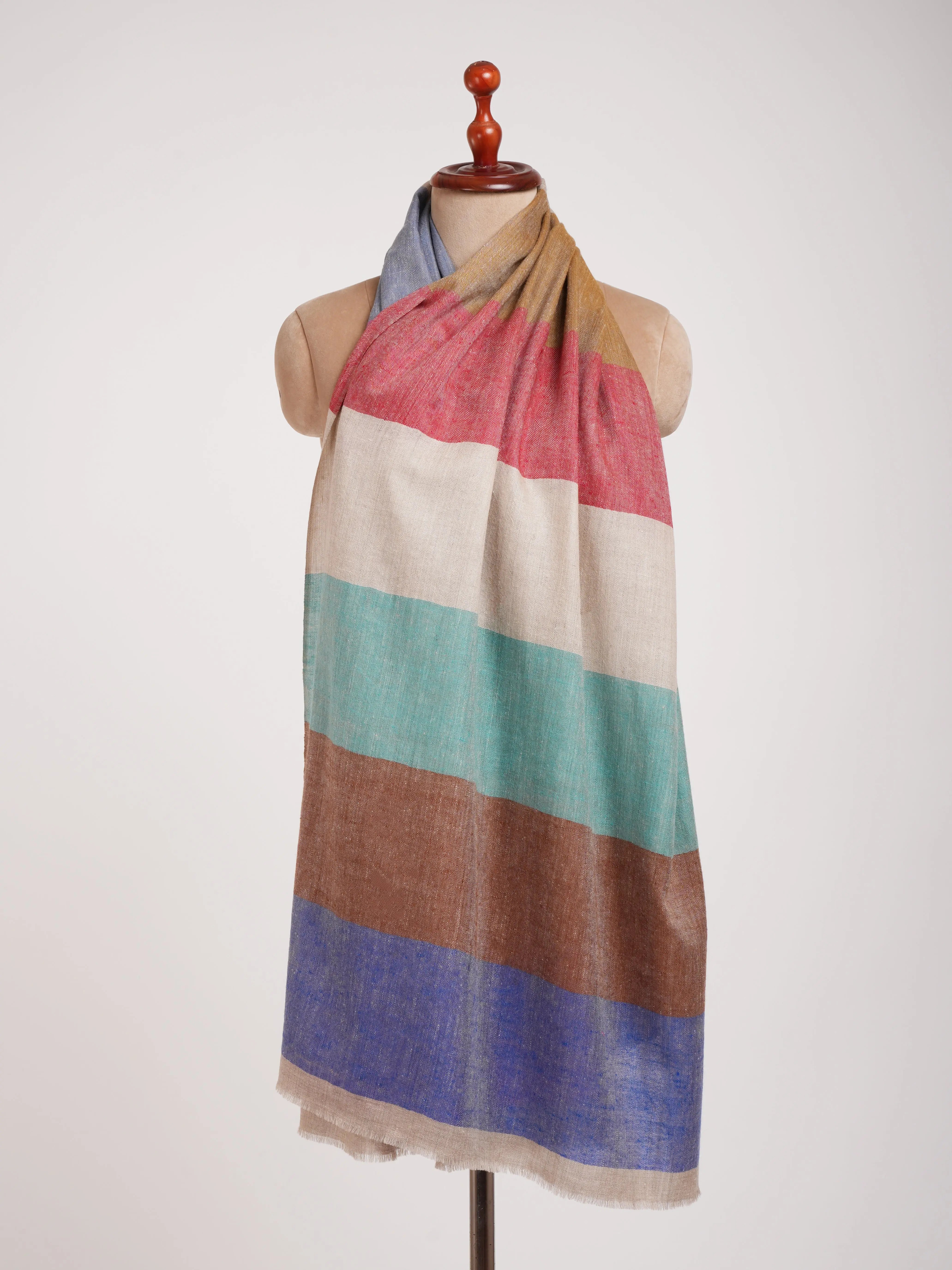 Modern Stripe Authentic Kashmiri Cashmere Stole Shahkaar