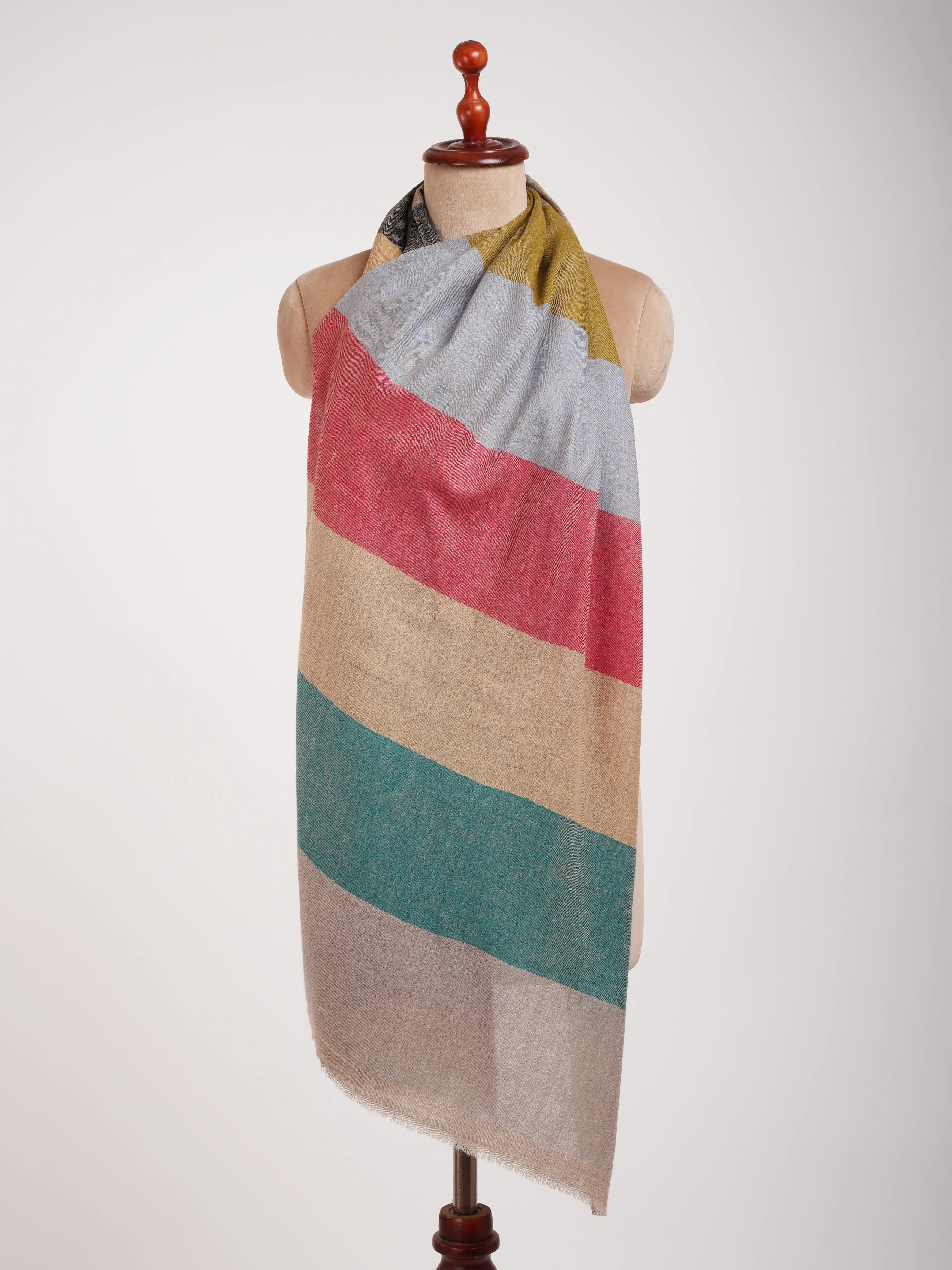Modern Stripe Handwoven Cashmere Scarf Shahkaar