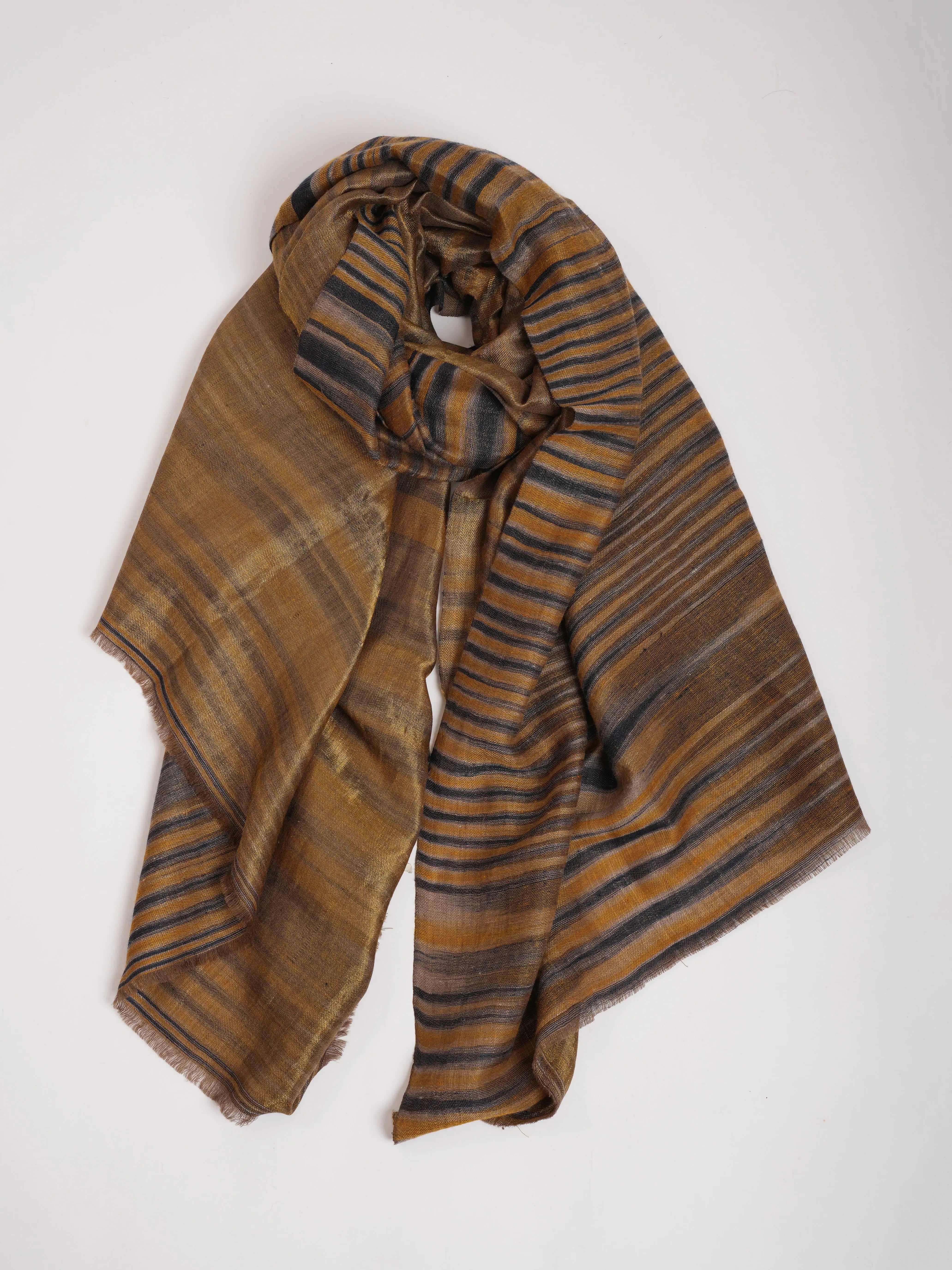 Mustard and Gold Lightweight Cashmere Stole Shahkaar