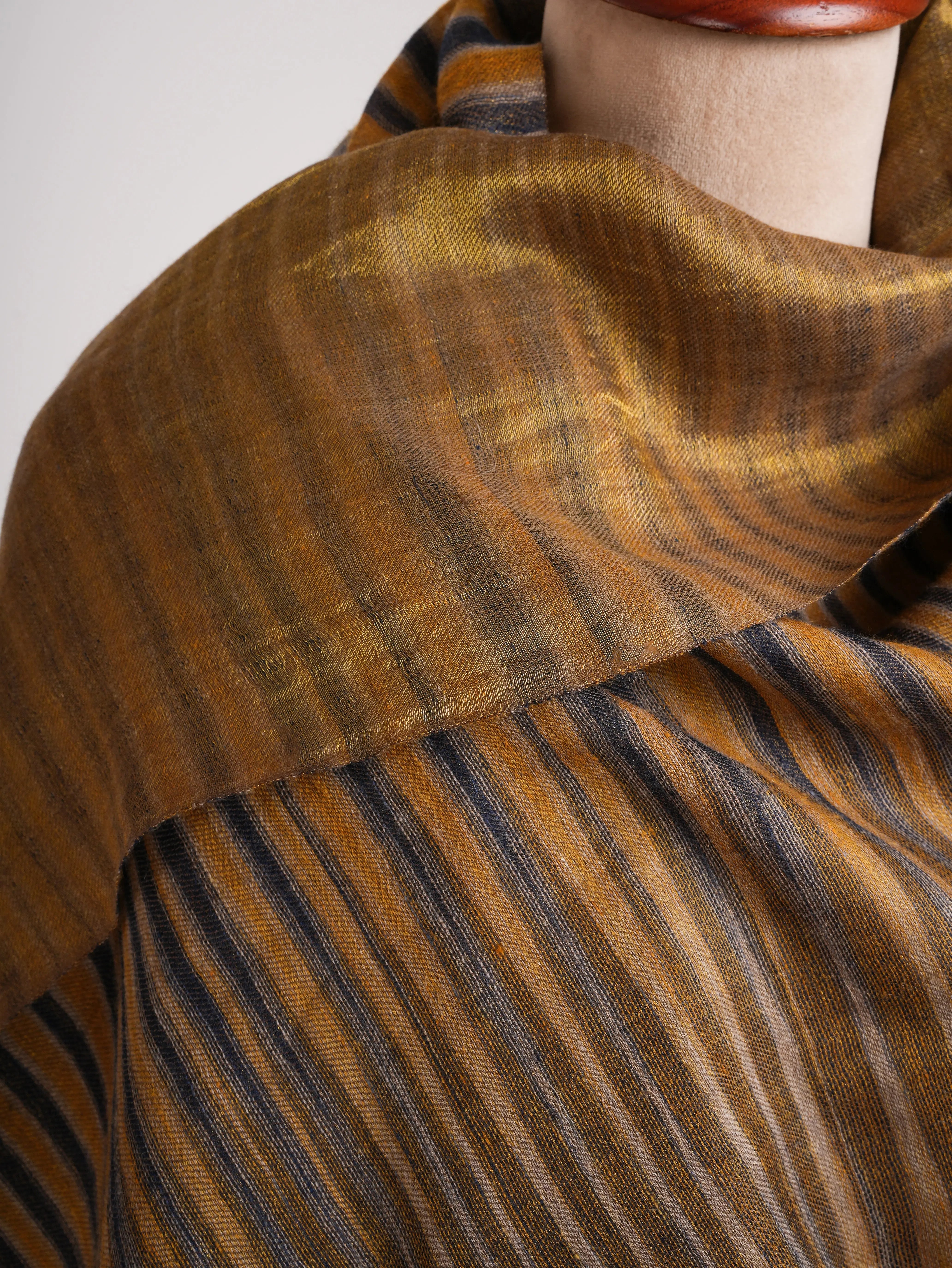 Mustard and Gold Lightweight Cashmere Stole Shahkaar