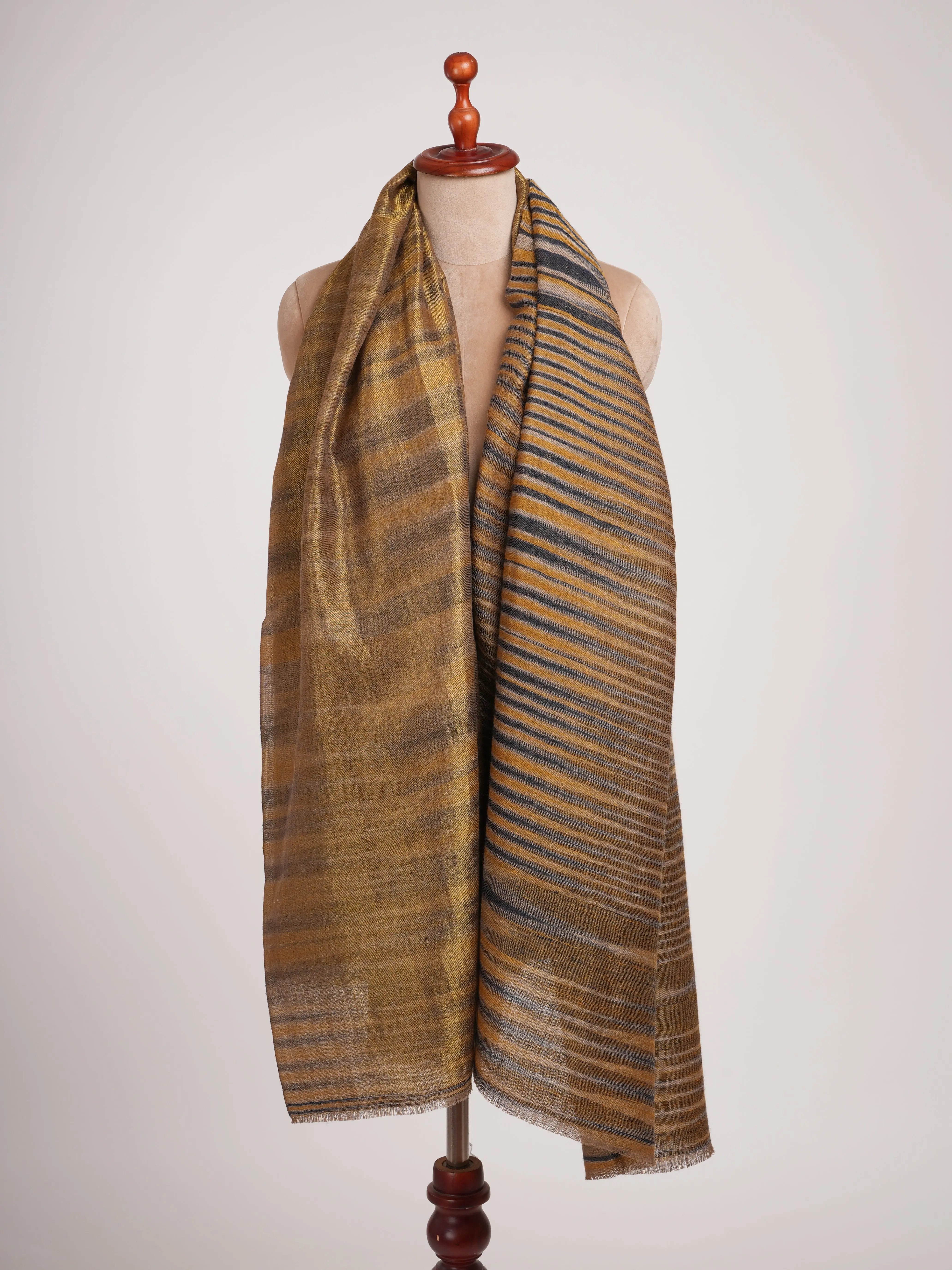 Mustard and Gold Lightweight Cashmere Stole Shahkaar