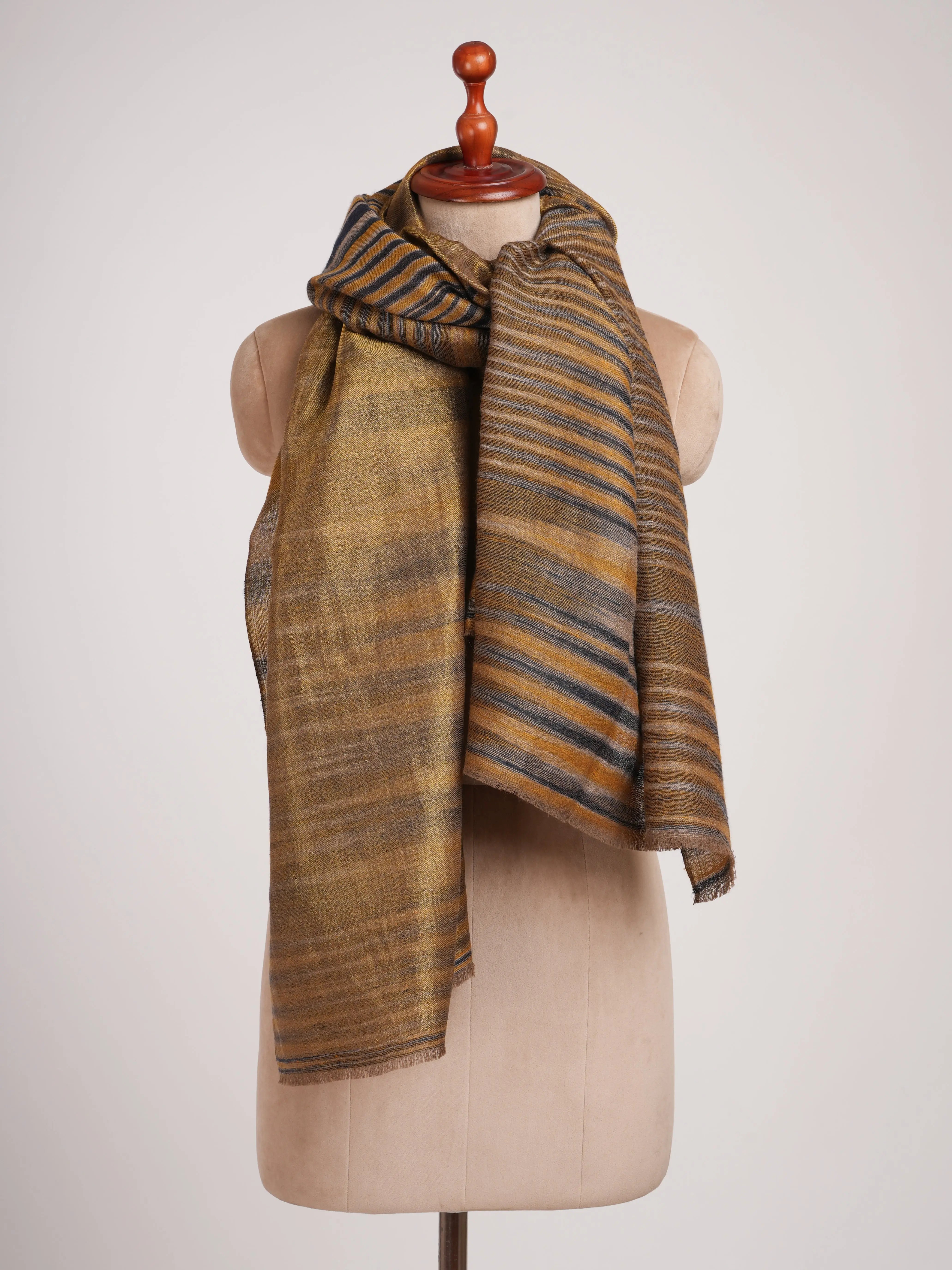 Mustard and Gold Lightweight Cashmere Stole Shahkaar