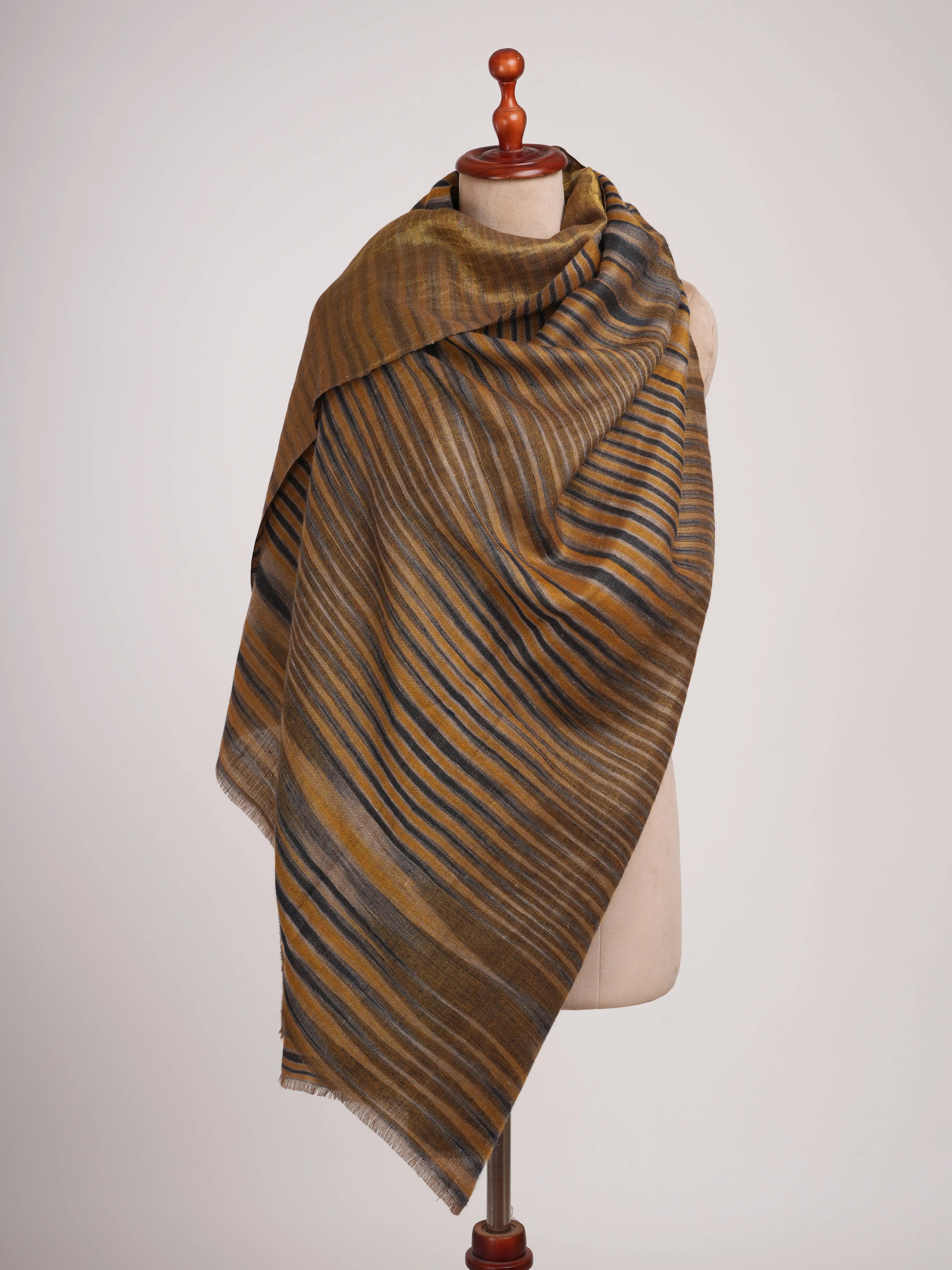 Mustard and Gold Lightweight Cashmere Stole Shahkaar