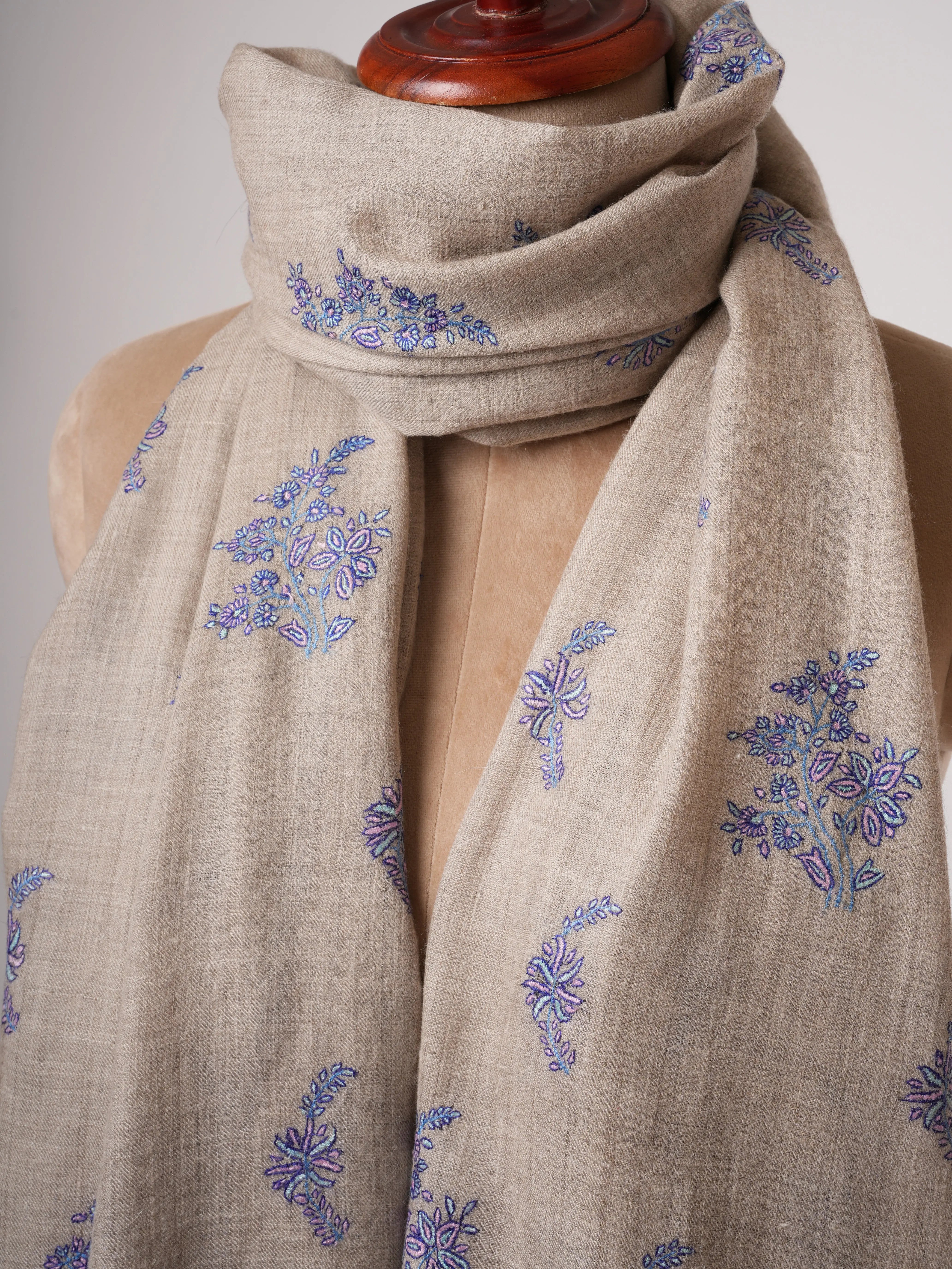 Natural Baby Soft Pashmina Shawl with Fine Hand Embroidery Shahkaar
