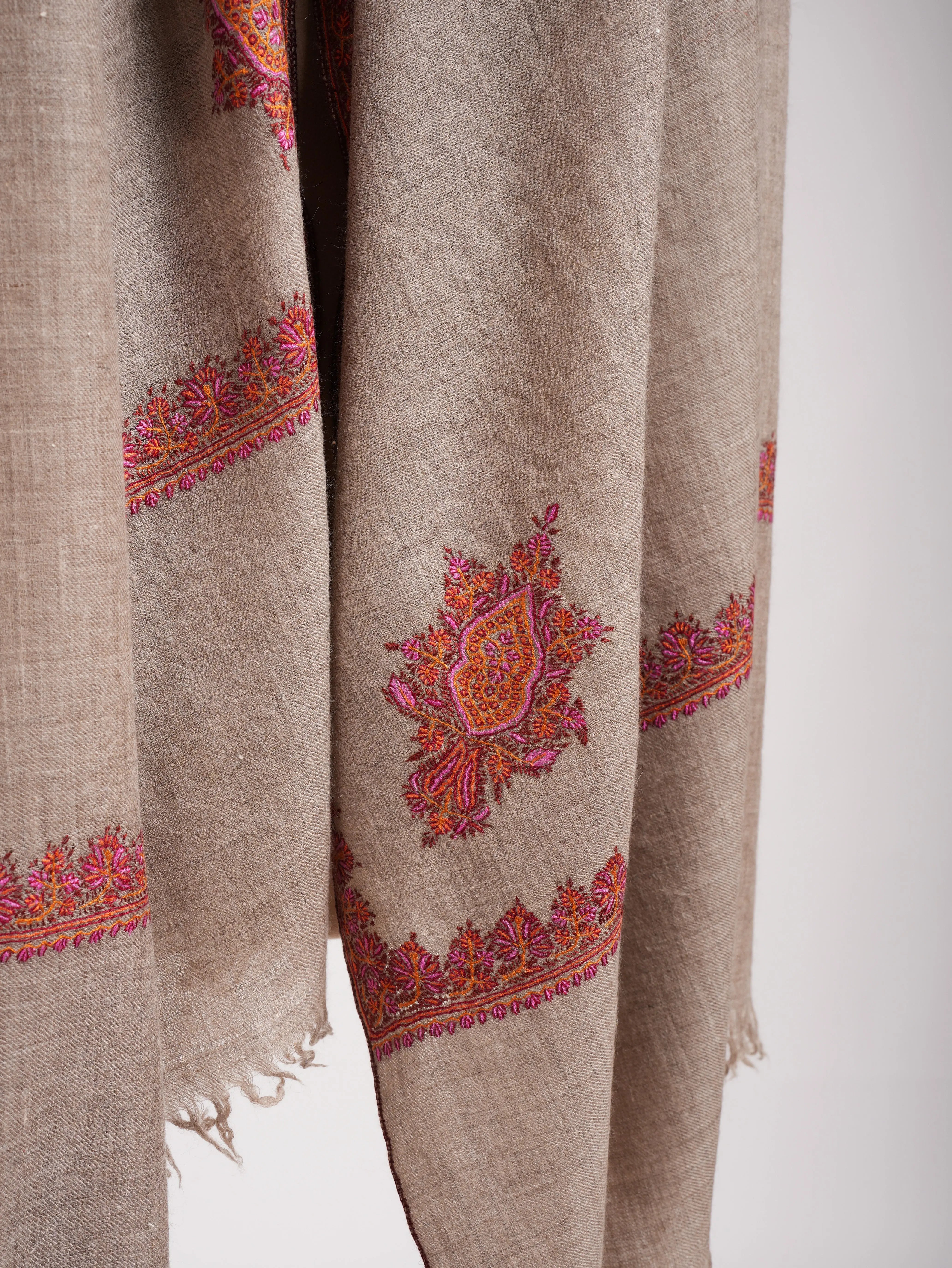 Natural Grey Hashia Pure Pashmina Shawl Shahkaar