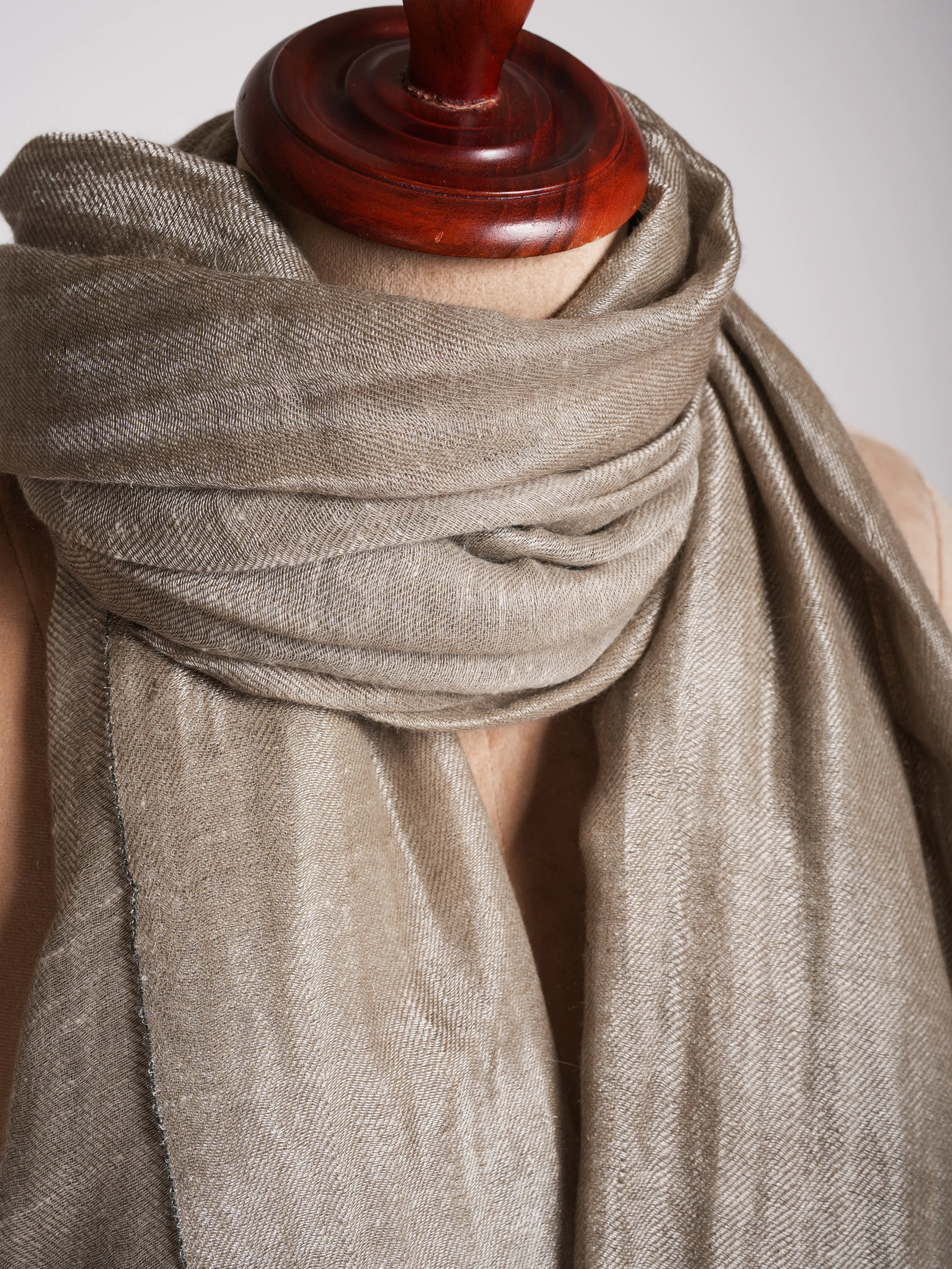 Natural Grey and Silver Zari Reversible Pashmina Shawl Shahkaar