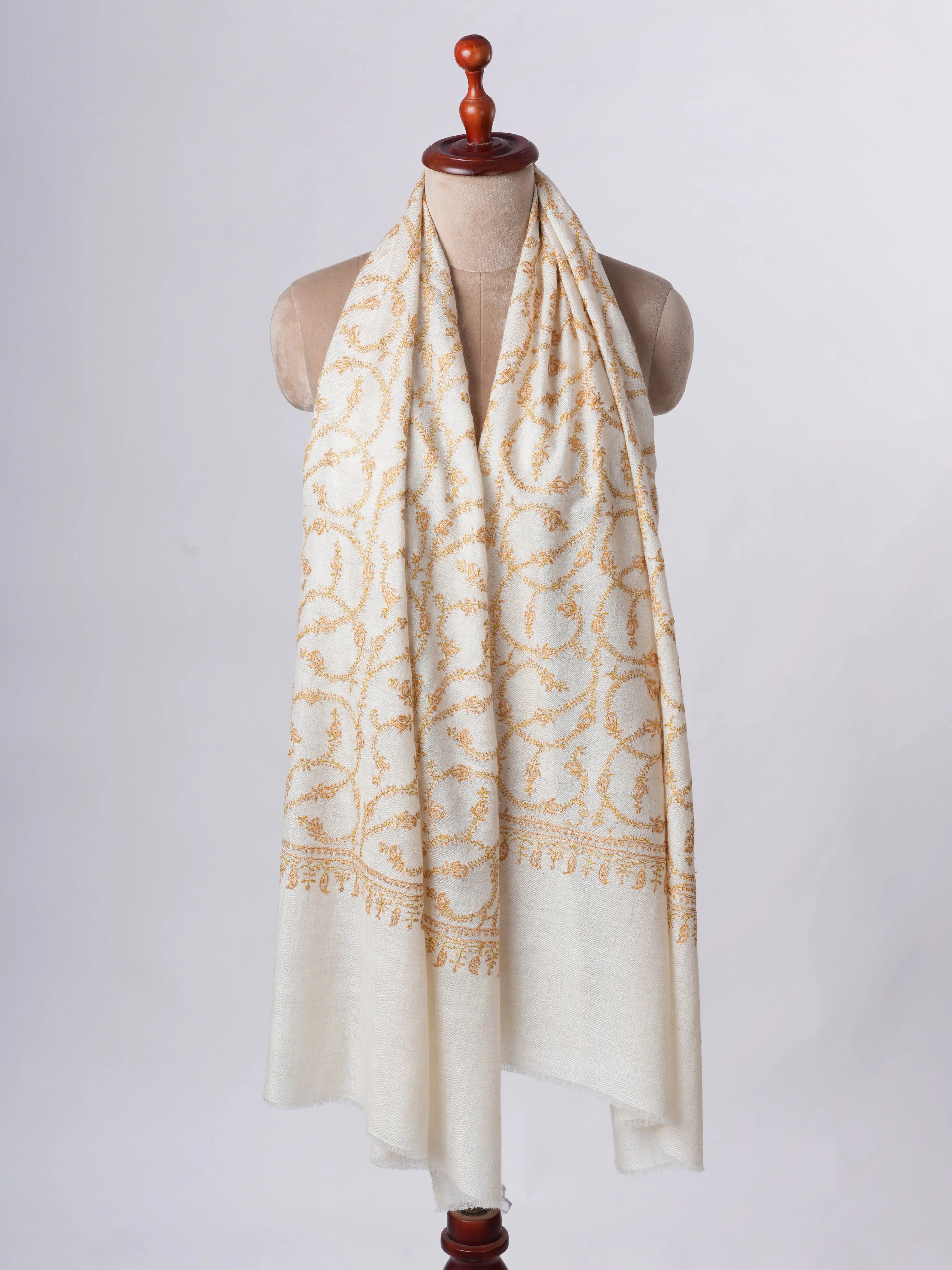 Natural Ivory Baby Soft Cashmere Scarf – Handmade Slow Fashion Luxury Shahkaar