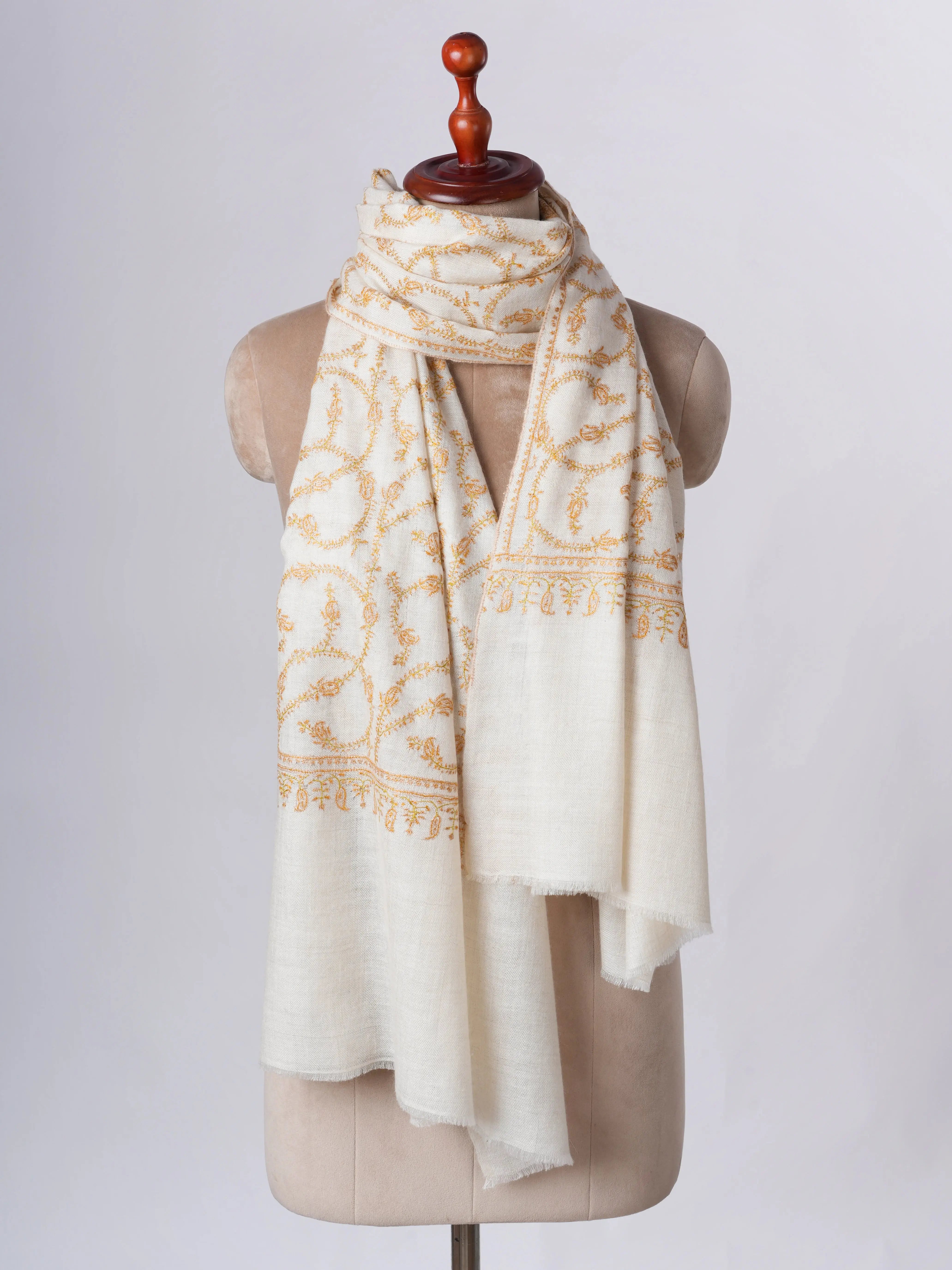 Natural Ivory Baby Soft Cashmere Scarf – Handmade Slow Fashion Luxury Shahkaar