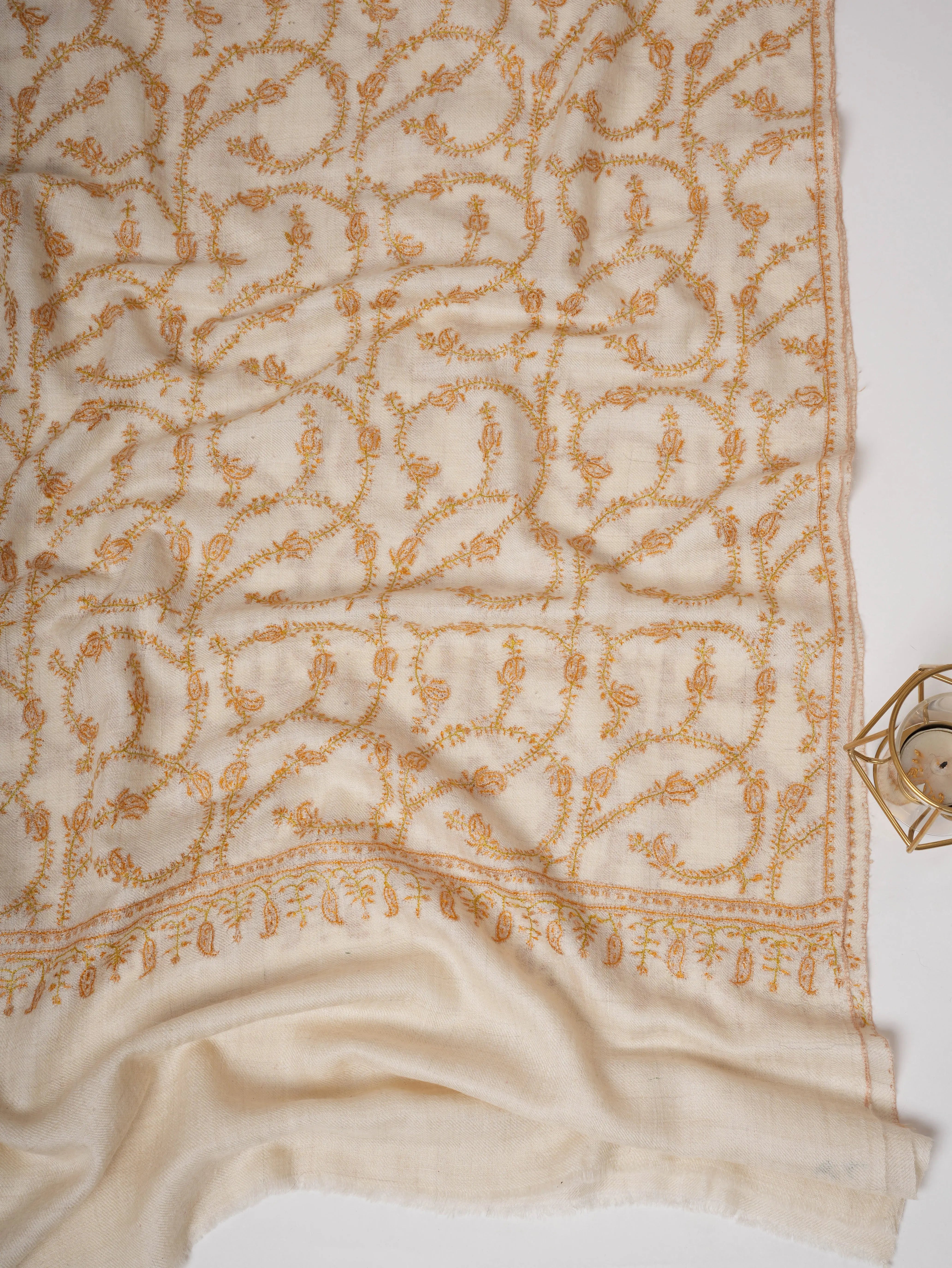 Natural Ivory Baby Soft Cashmere Scarf – Handmade Slow Fashion Luxury Shahkaar