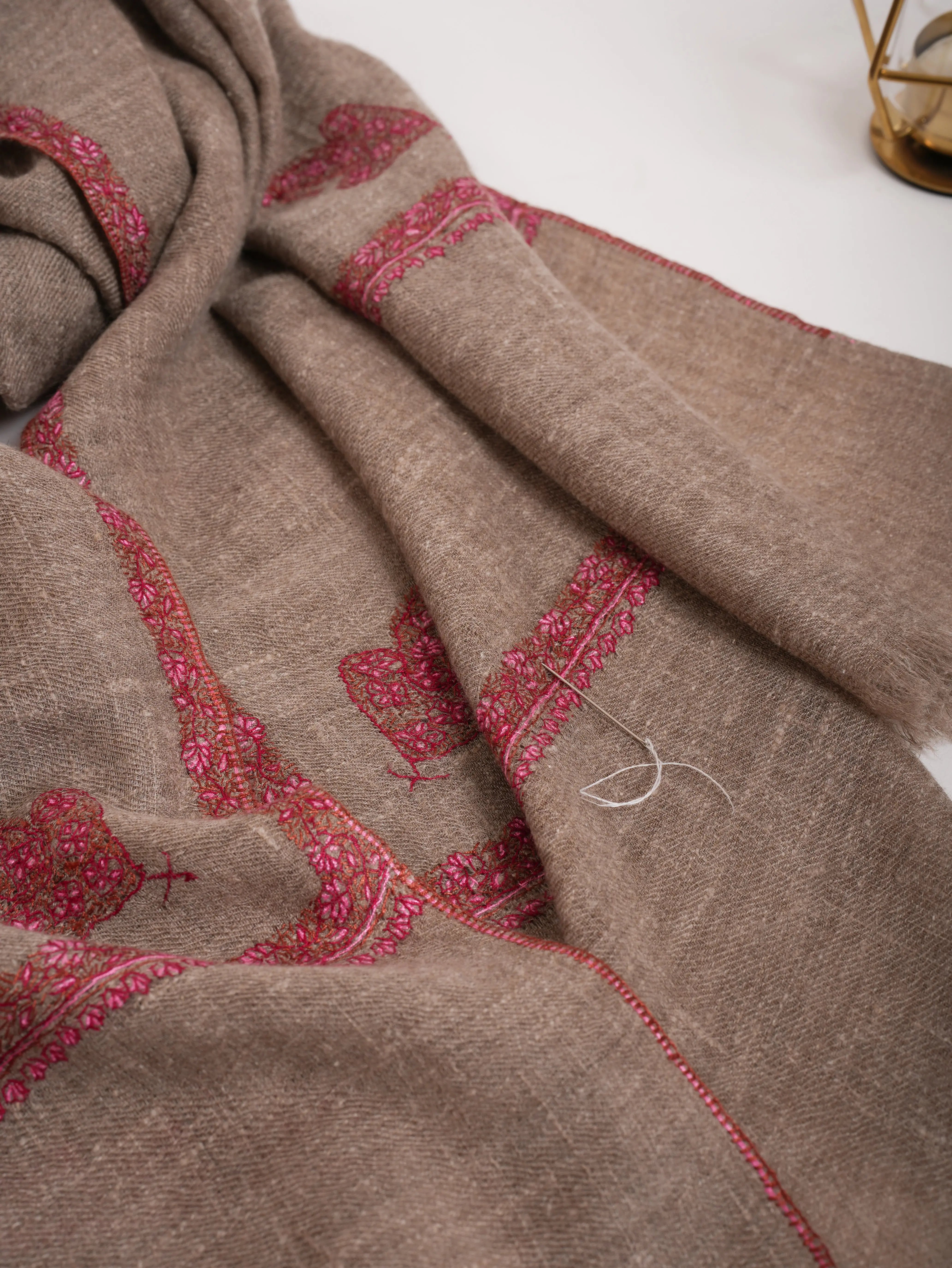 Natural Toosh Color Baildar Handwoven Cashmere Wrap Shahkaar