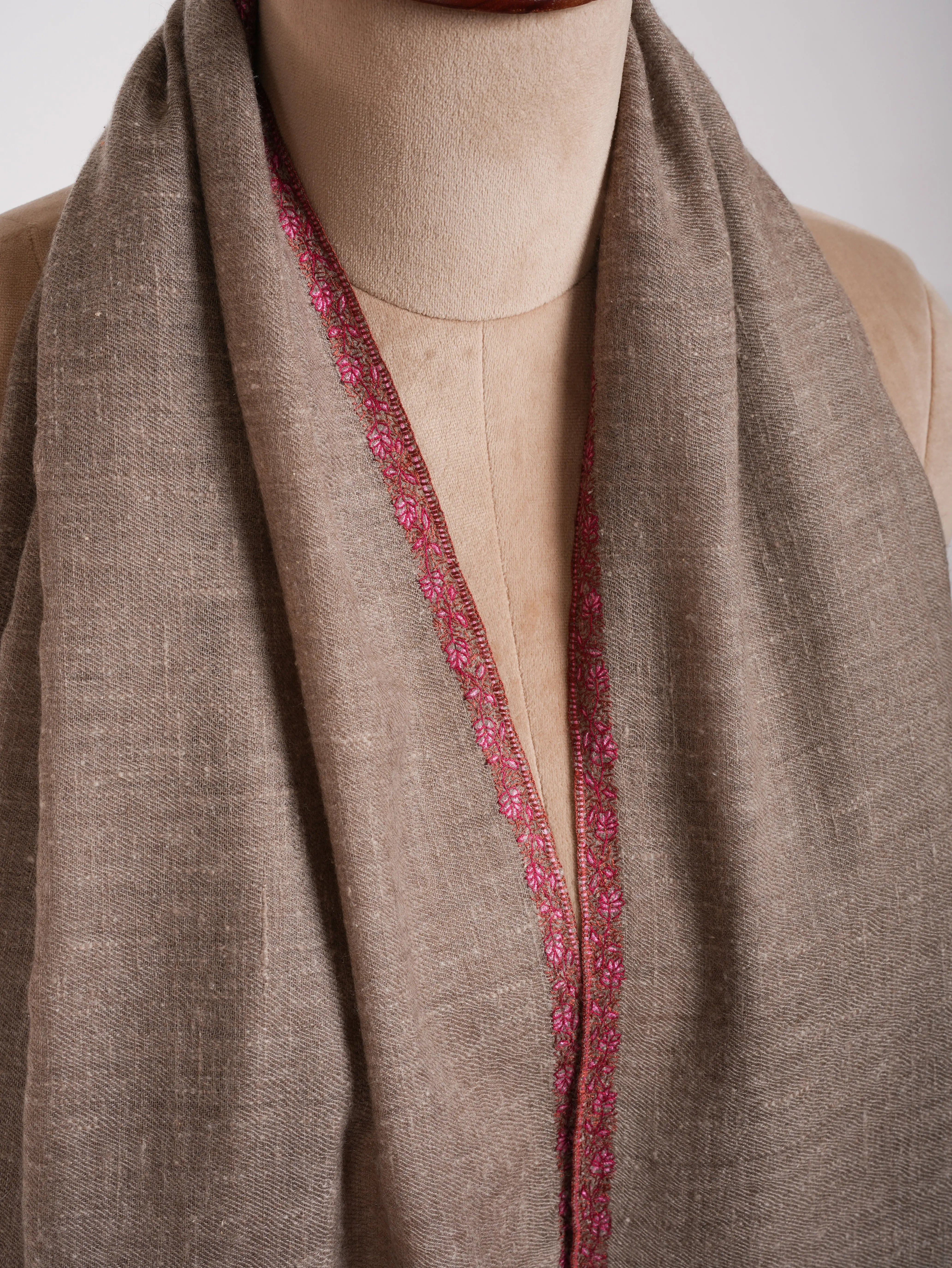Natural Toosh Color Baildar Handwoven Cashmere Wrap Shahkaar