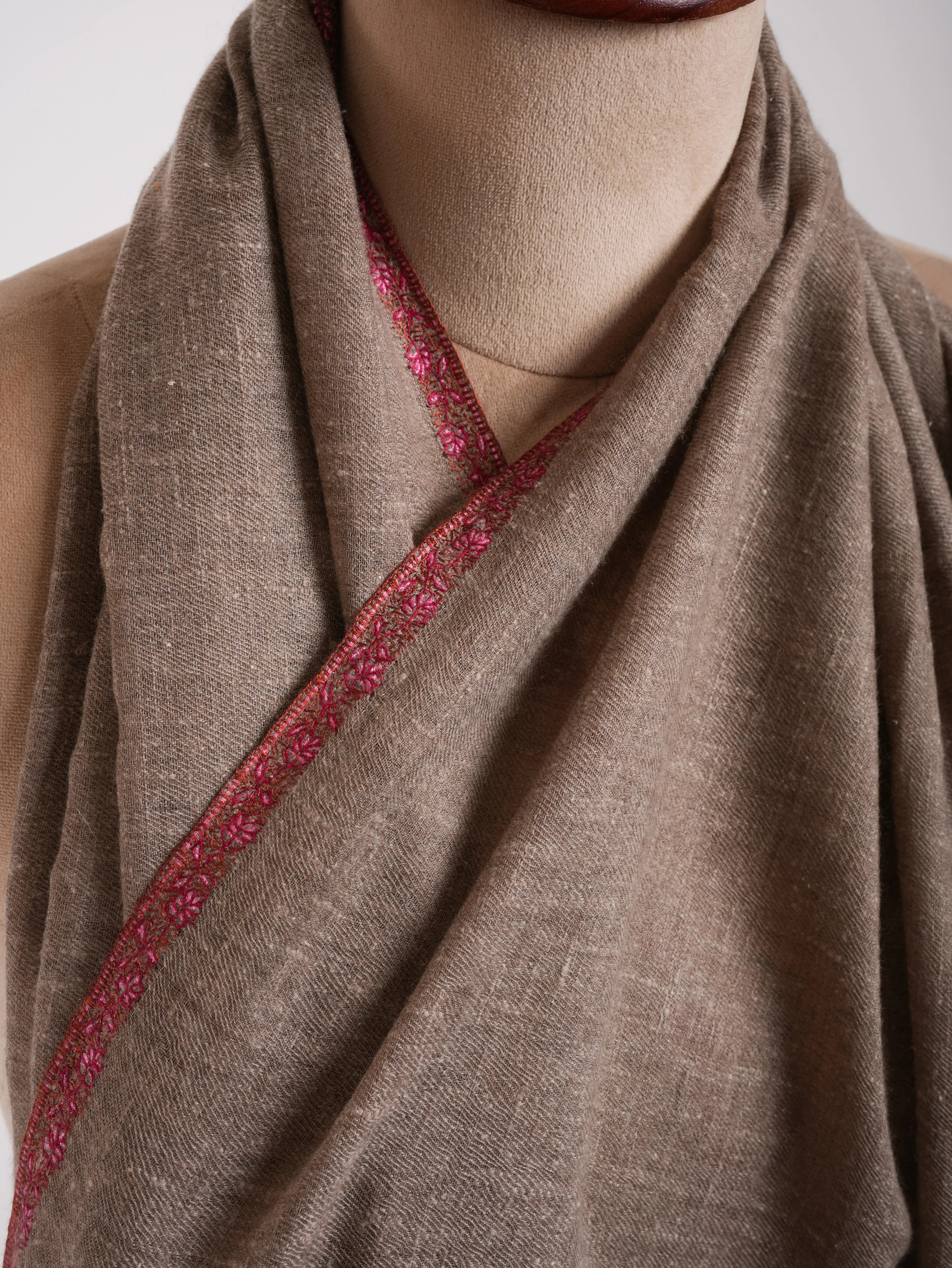 Natural Toosh Color Baildar Handwoven Cashmere Wrap Shahkaar