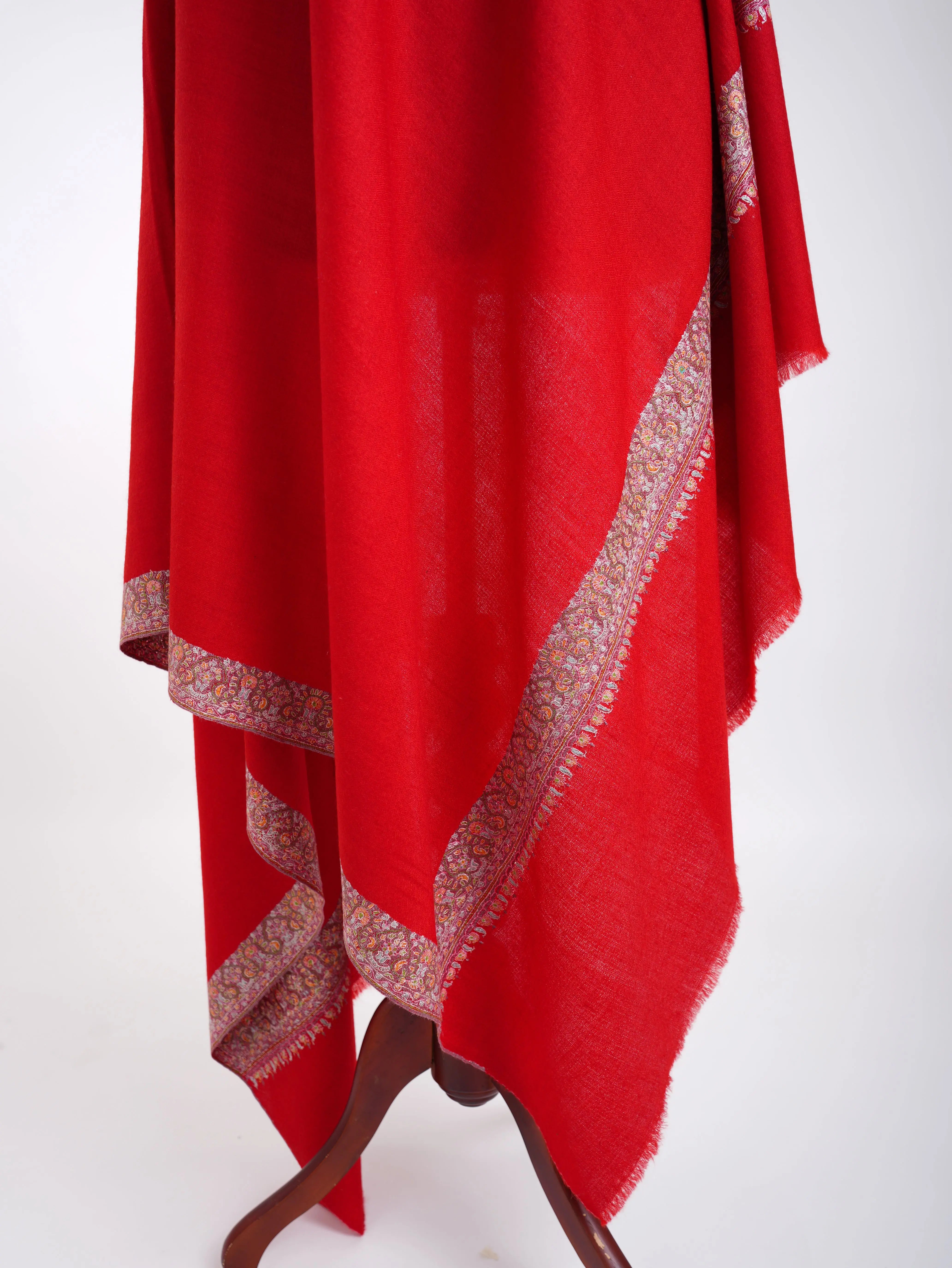 Neemdaur Authentic Pashmina Shawl Fiery Red Shahkaar