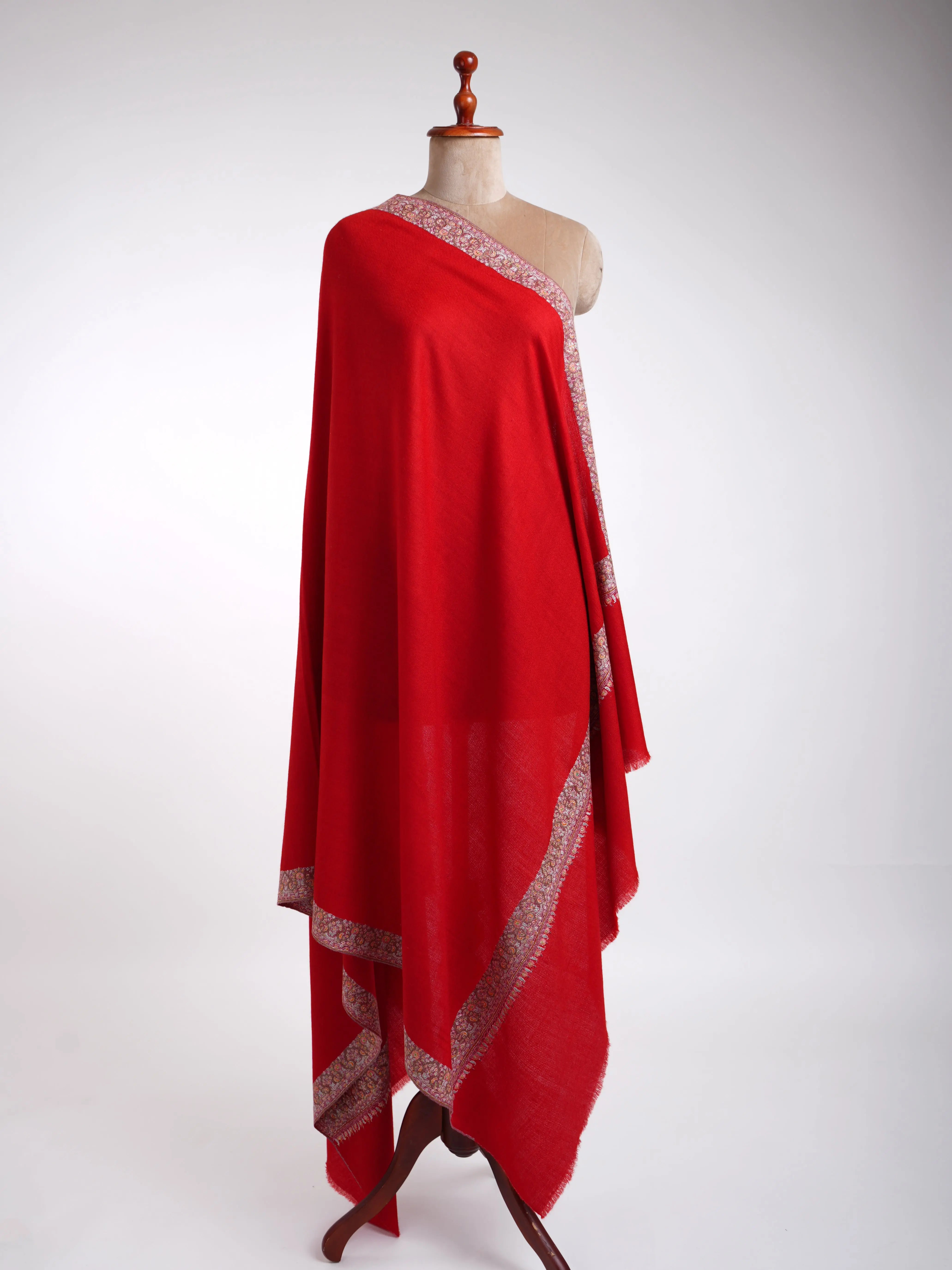 Neemdaur Authentic Pashmina Shawl Fiery Red Shahkaar
