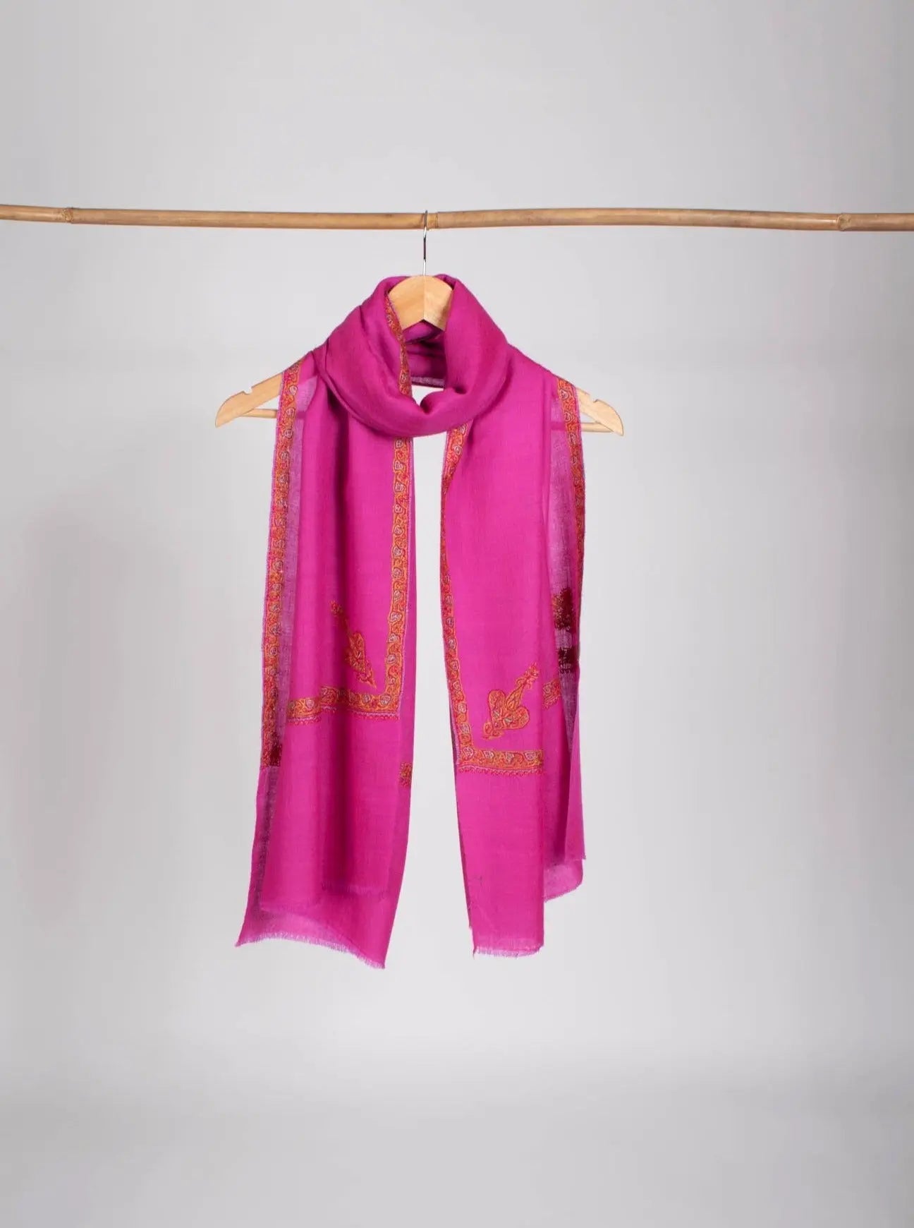 Neon Pink Artistic Lightweight Cashmere Scarf - MARYSVILLE Shahkaar