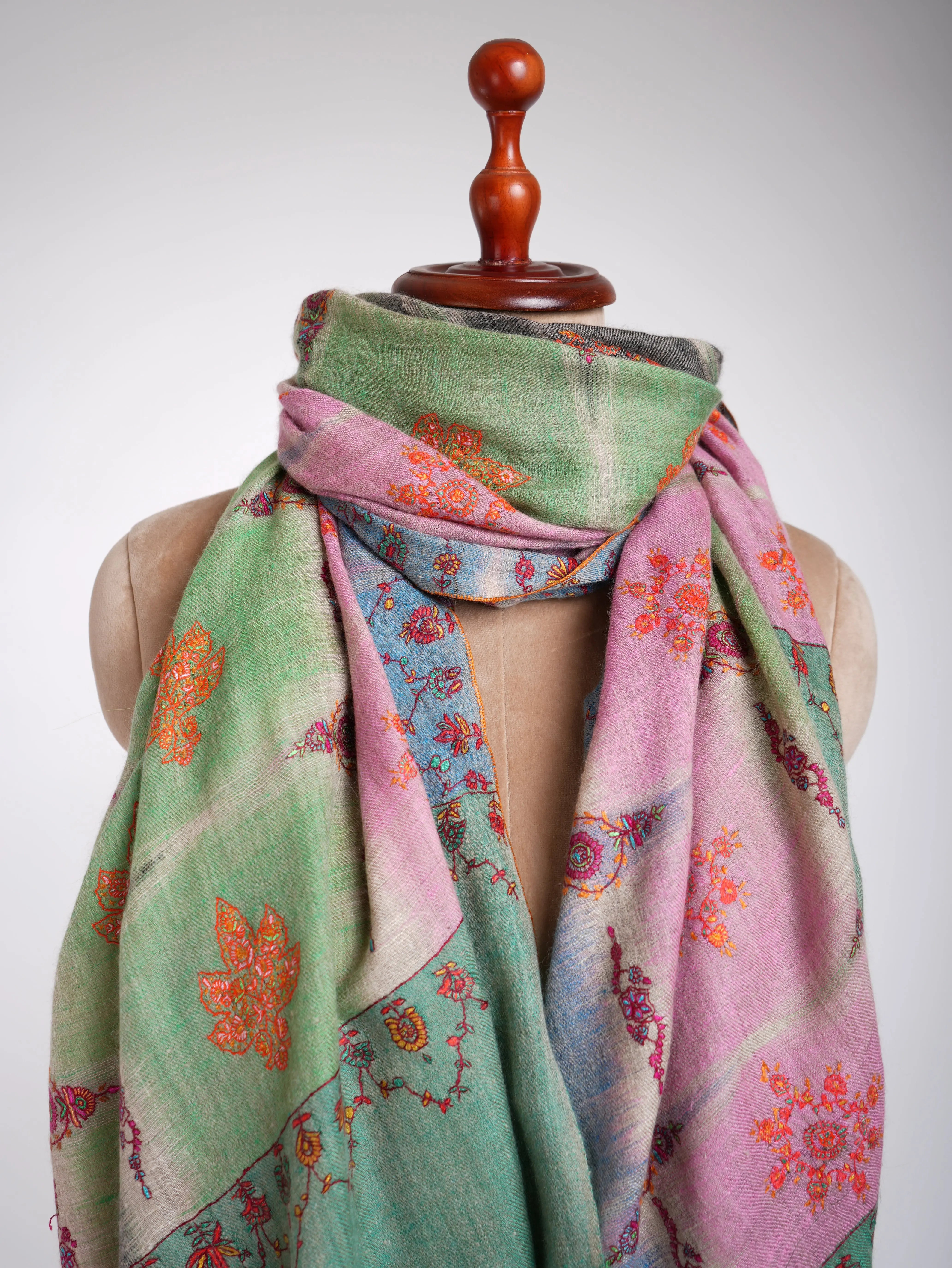 New Age Hand Embroidered Pashmina Shawl Shahkaar
