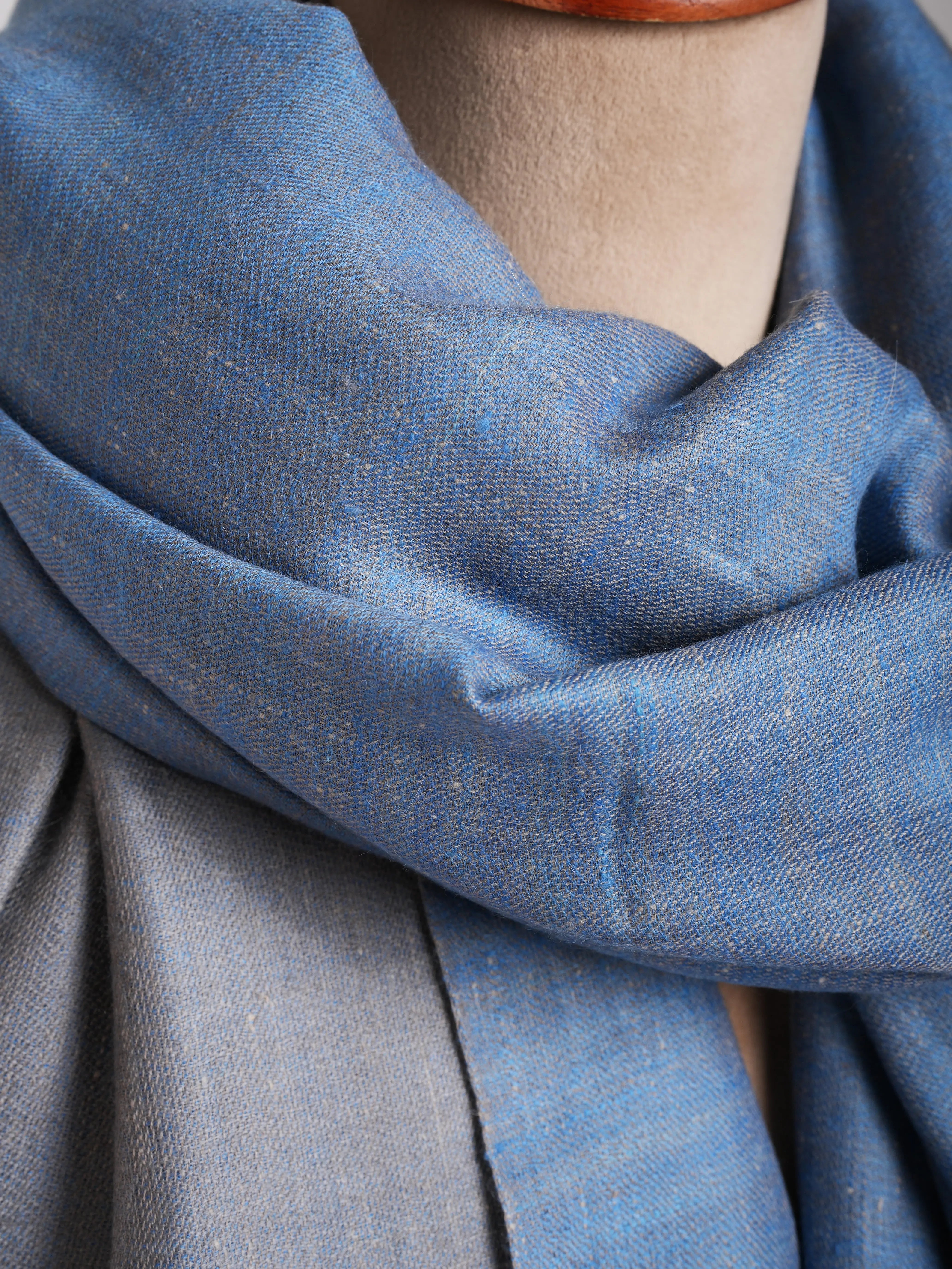 Oversized Blue Dorukha Handloomed Pashmina Wrap Shahkaar