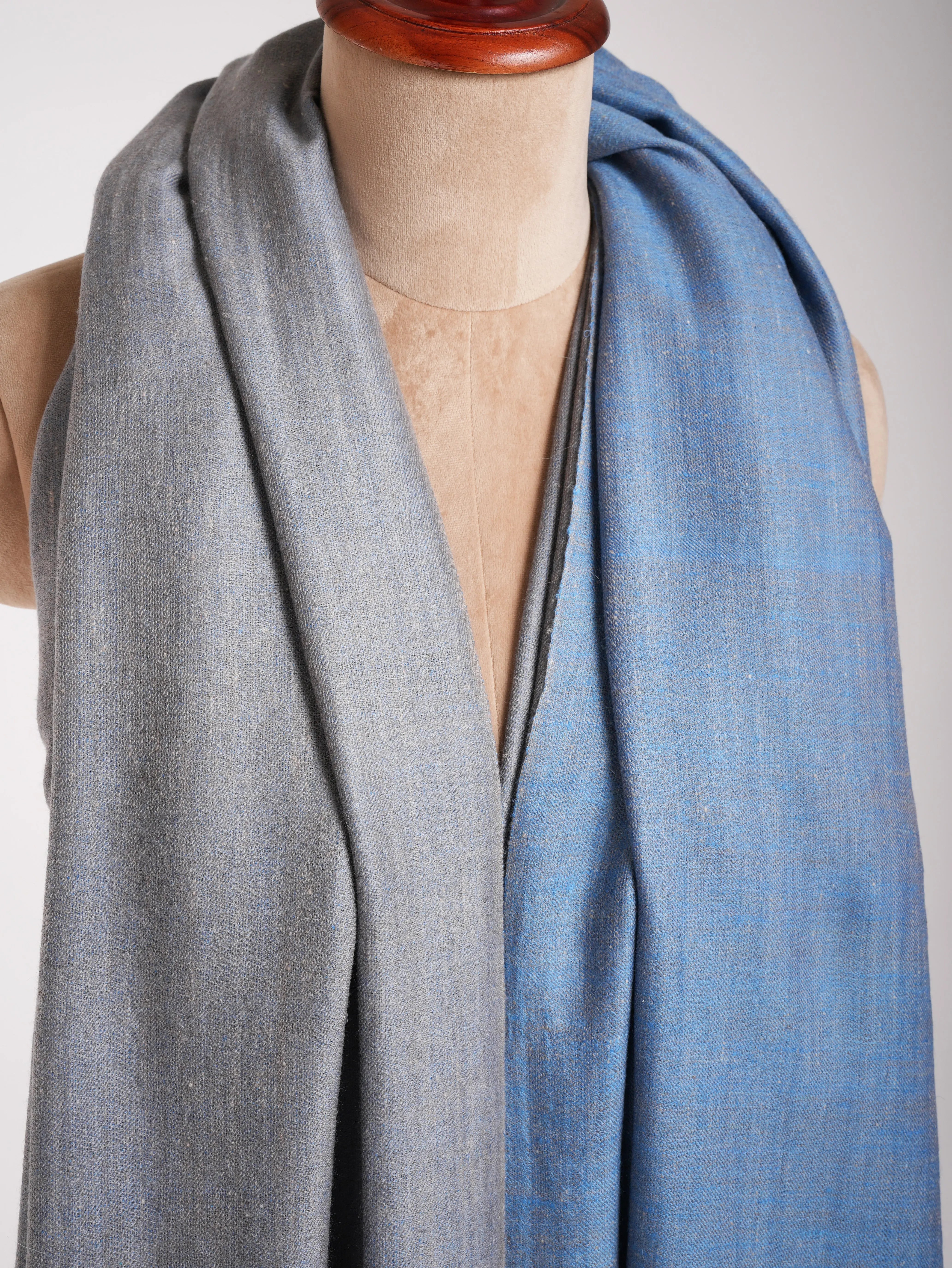 Oversized Blue Dorukha Handloomed Pashmina Wrap Shahkaar