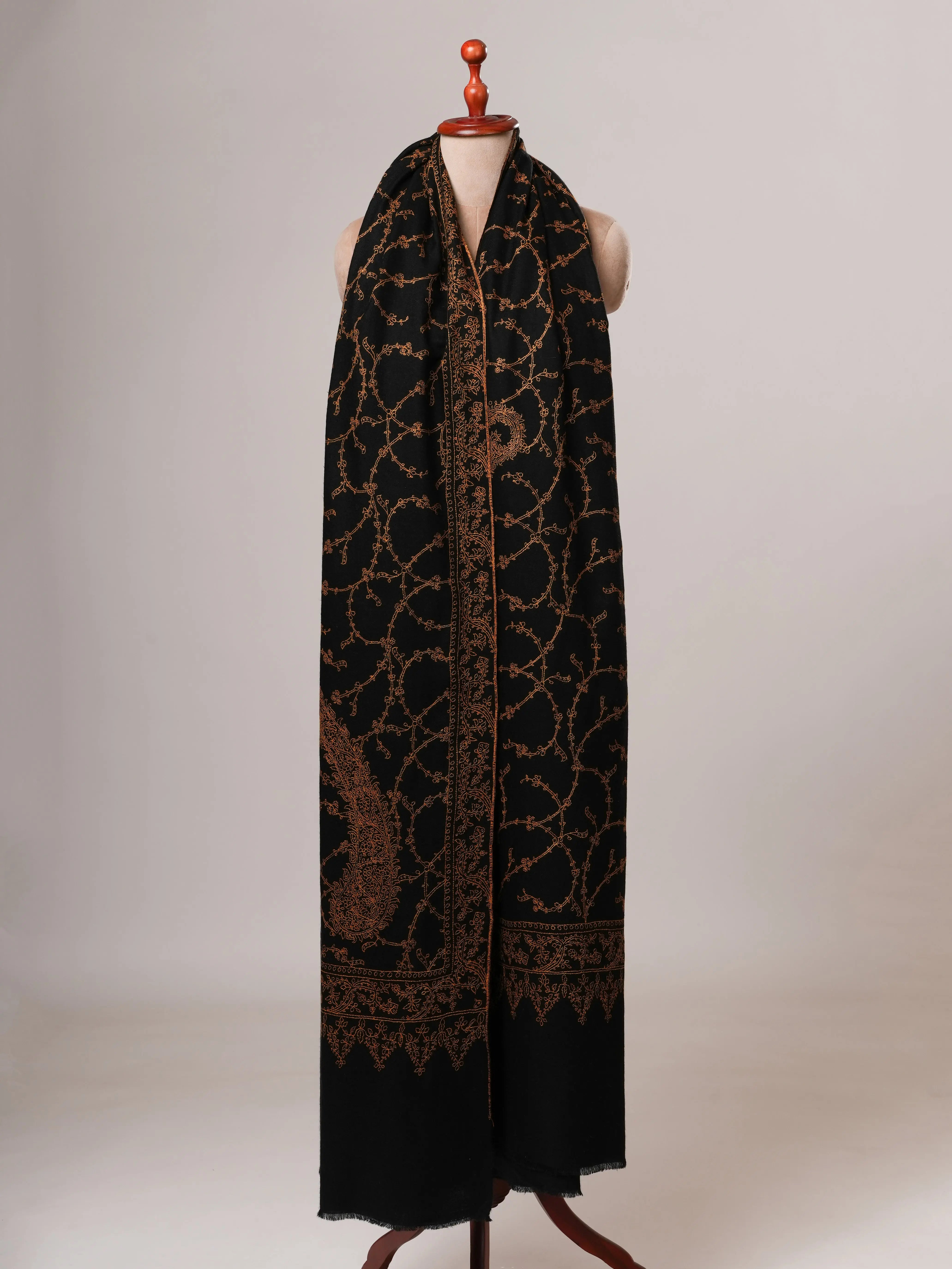 Oversized Hand embroidered Indian Pashmina Shawl Shahkaar