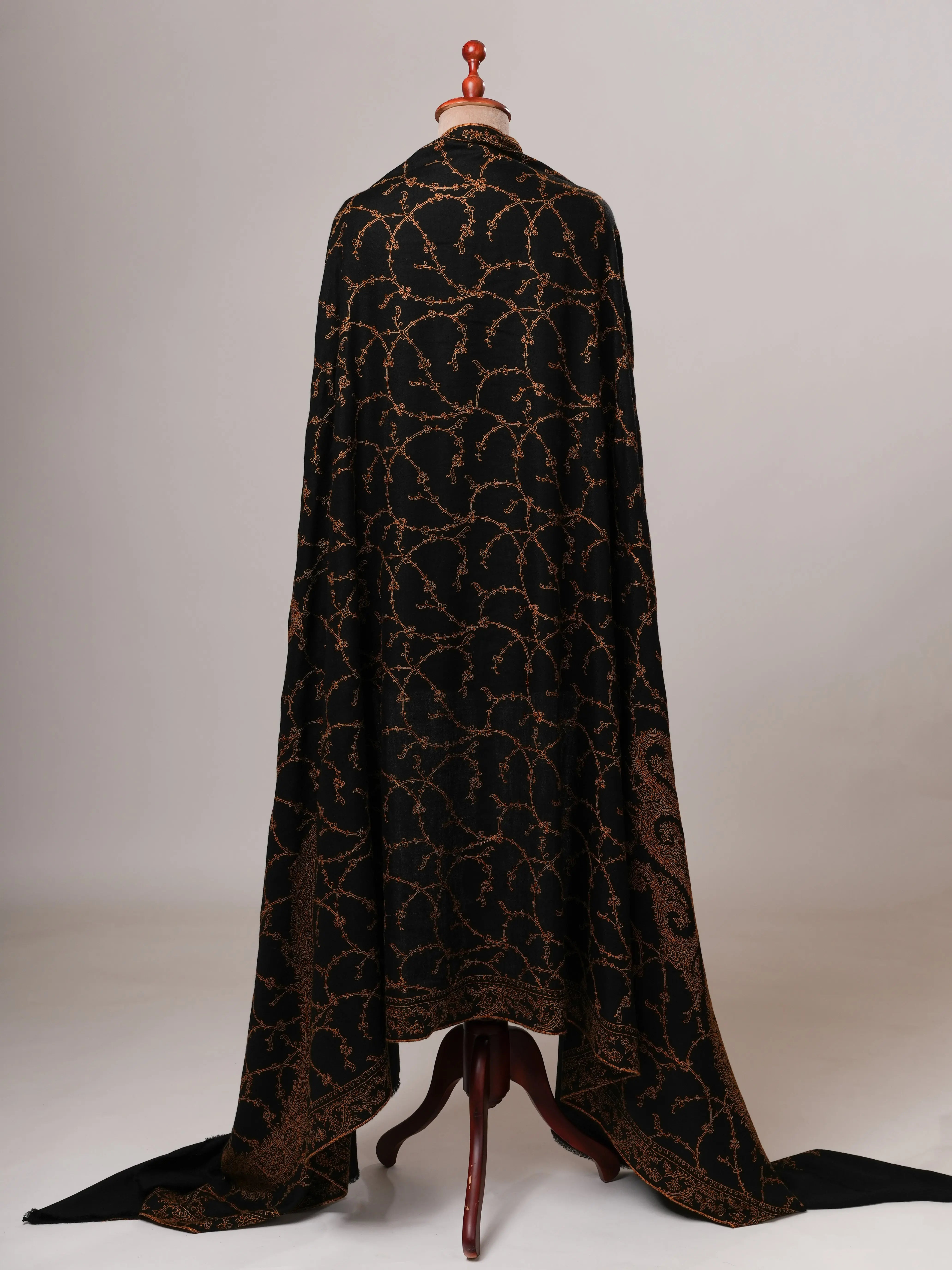 Oversized Hand embroidered Indian Pashmina Shawl Shahkaar