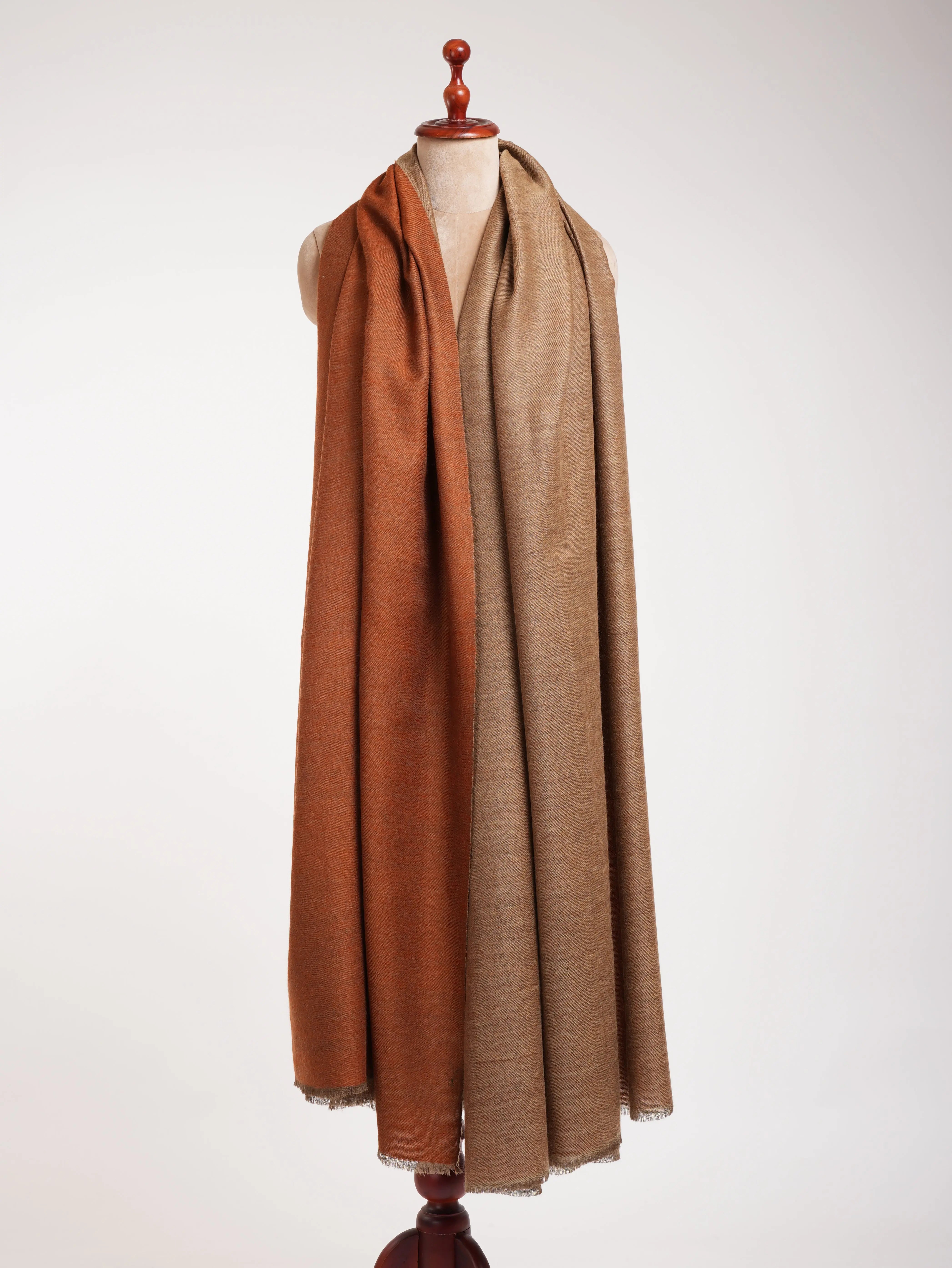 Oversized Orange Tiger Dorukha Pashmina Shawl Shahkaar