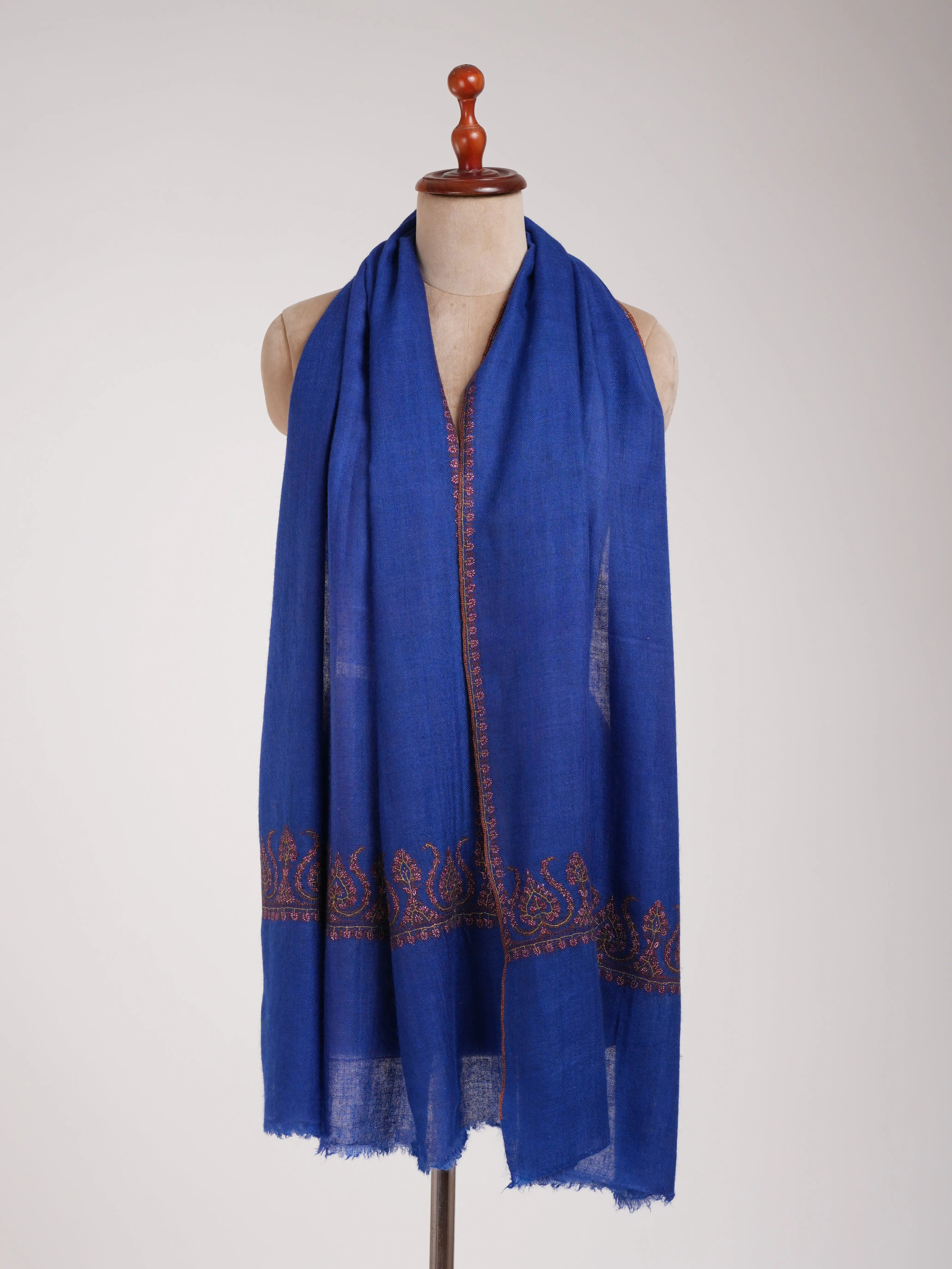 Palla Embroidered Electric Blue Pure Cashmere Shahkaar
