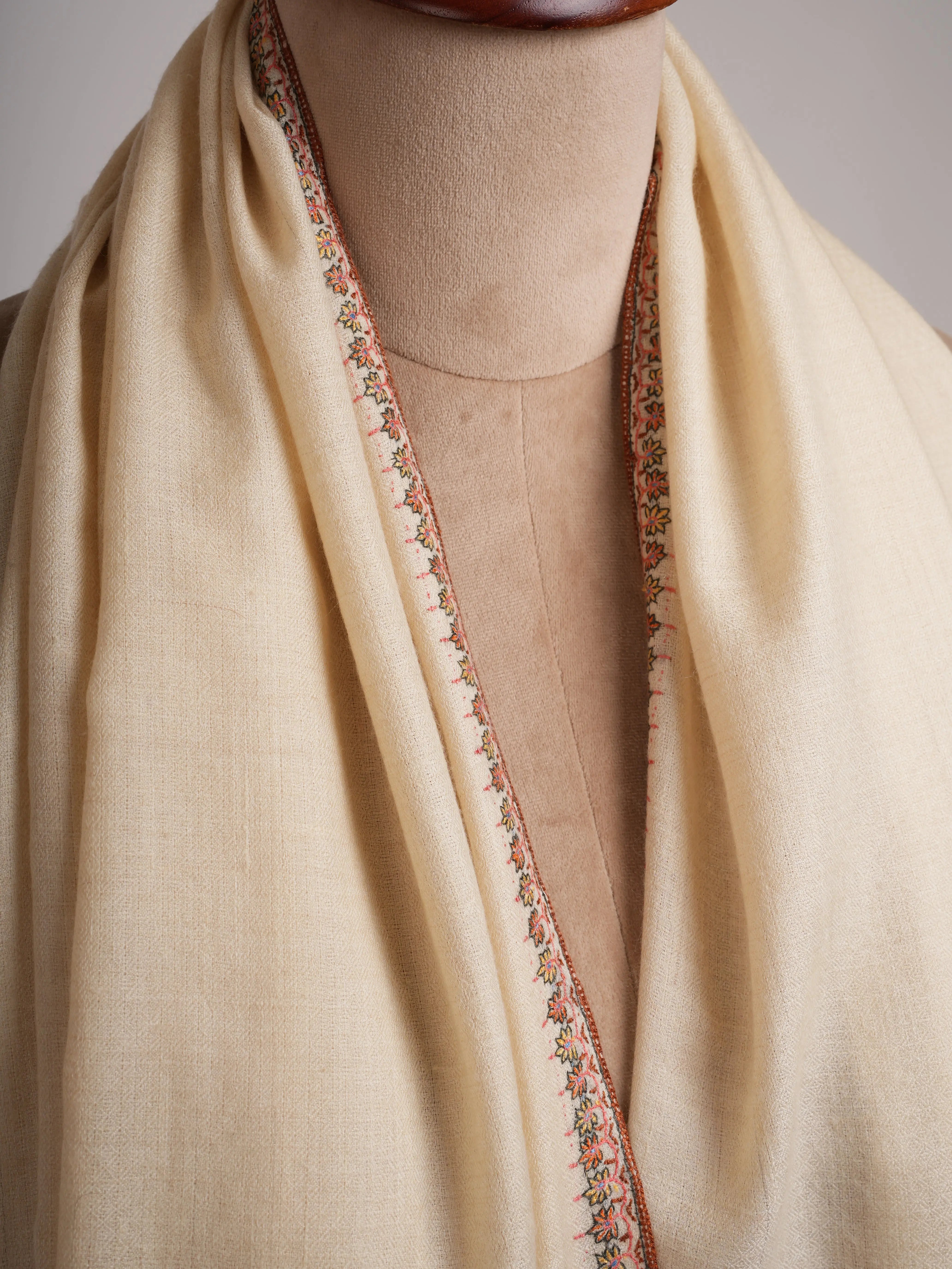 Pear Sorbet Color Pashmina Shawl with Contrast Palla Shahkaar
