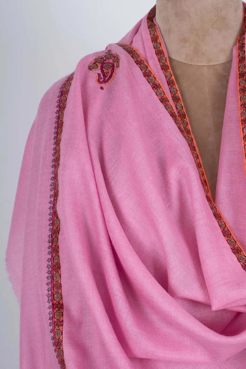 Pink Artisitc Baildar Kashmiri Pashmina Shawl - SAMOS Shahkaar
