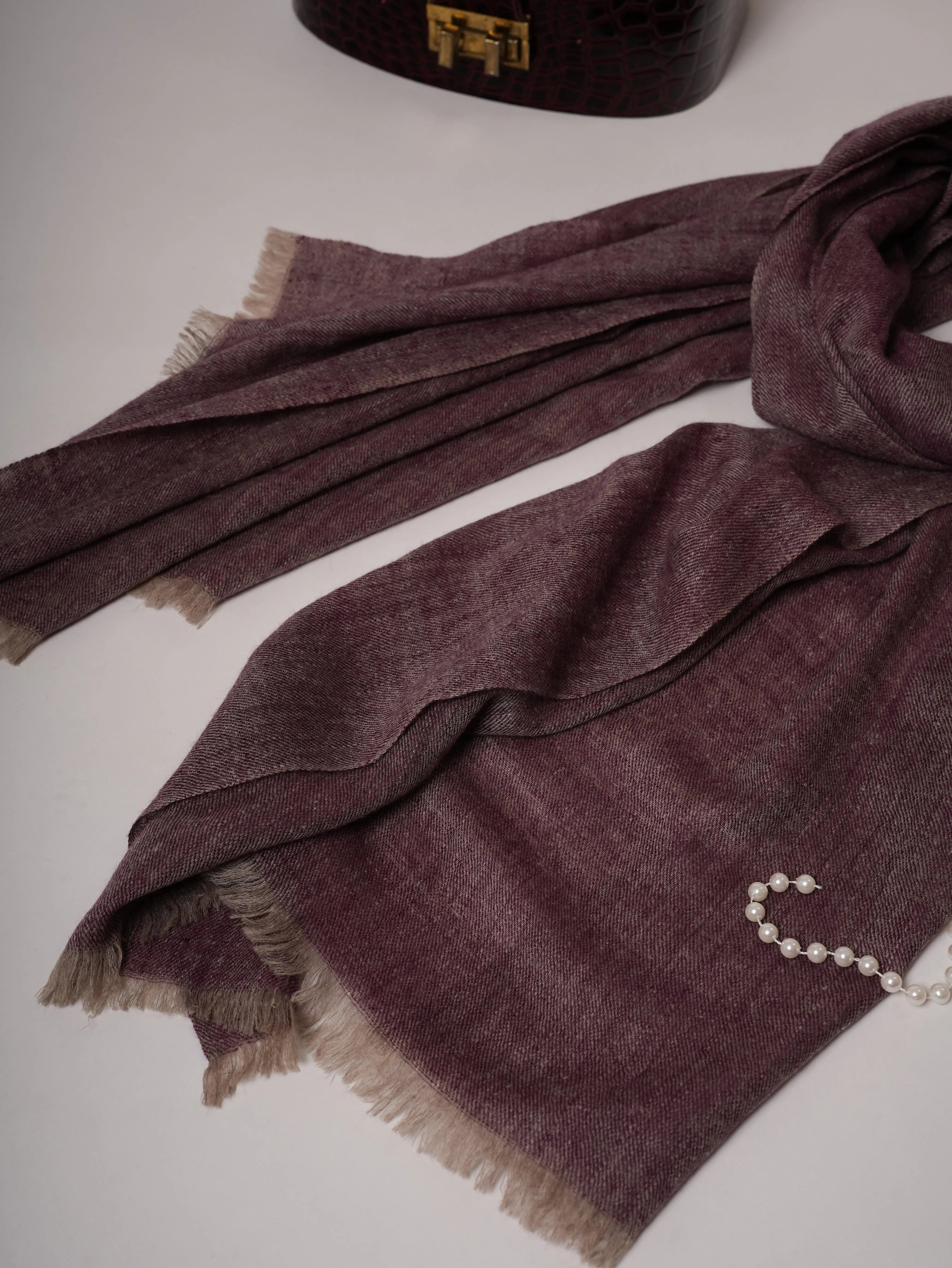 Plum Handspun Handwoven Pure Soft Pashmina Shawl Shahkaar