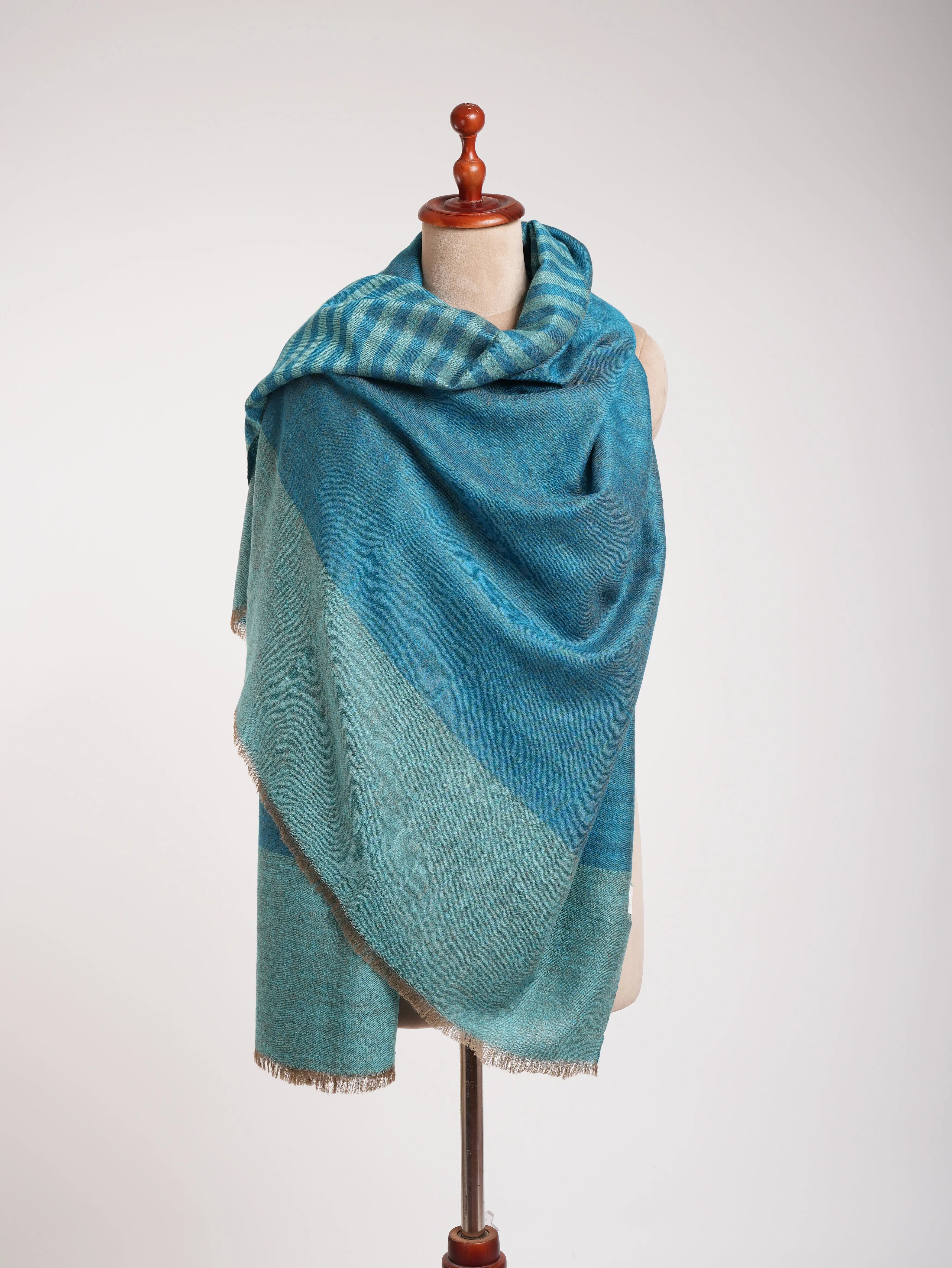 Reversible Turquoise Artistic Pashmina Wrap Shahkaar