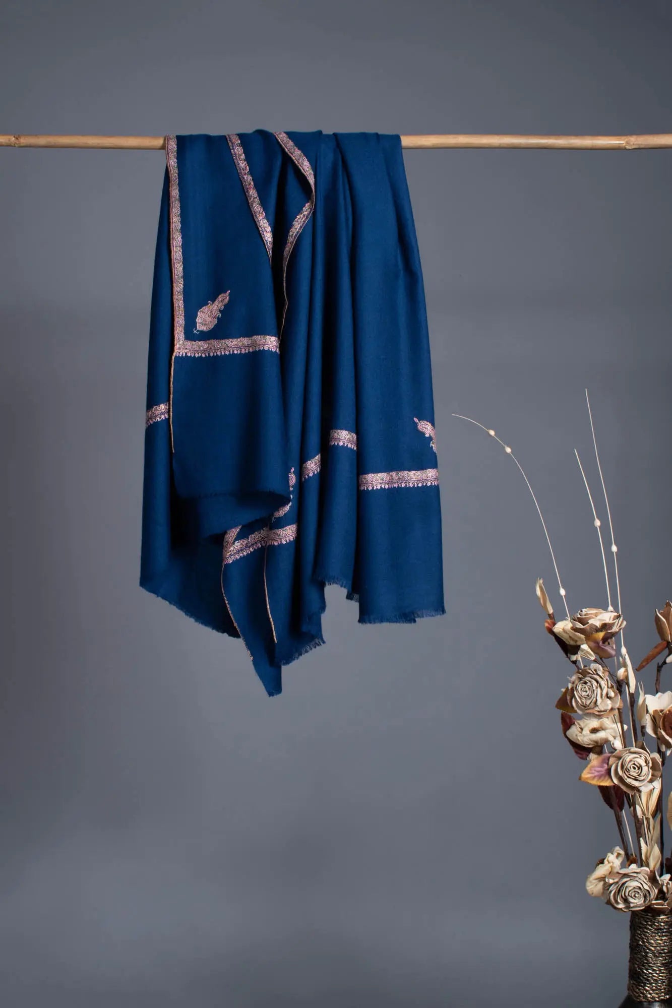 Royal Blue Kashmiri Pashmina Shawl - SHUMAIL Shahkaar