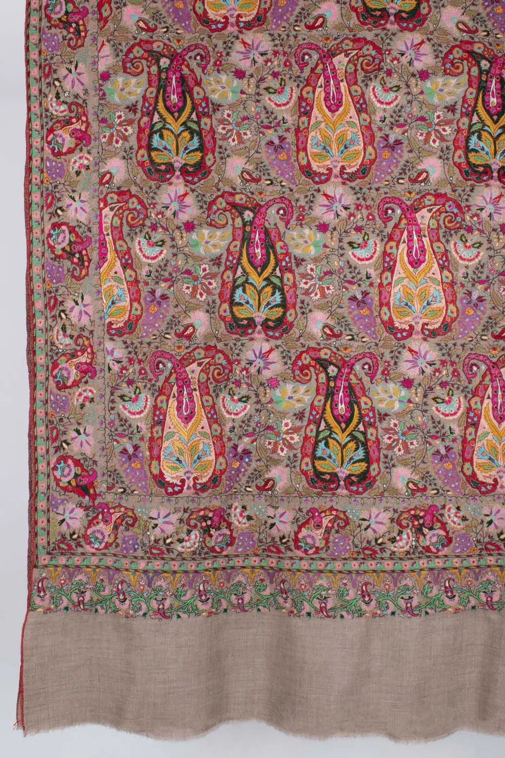Royal Paisley Grey Wedding Pashmina - ASPIRO Shahkaar