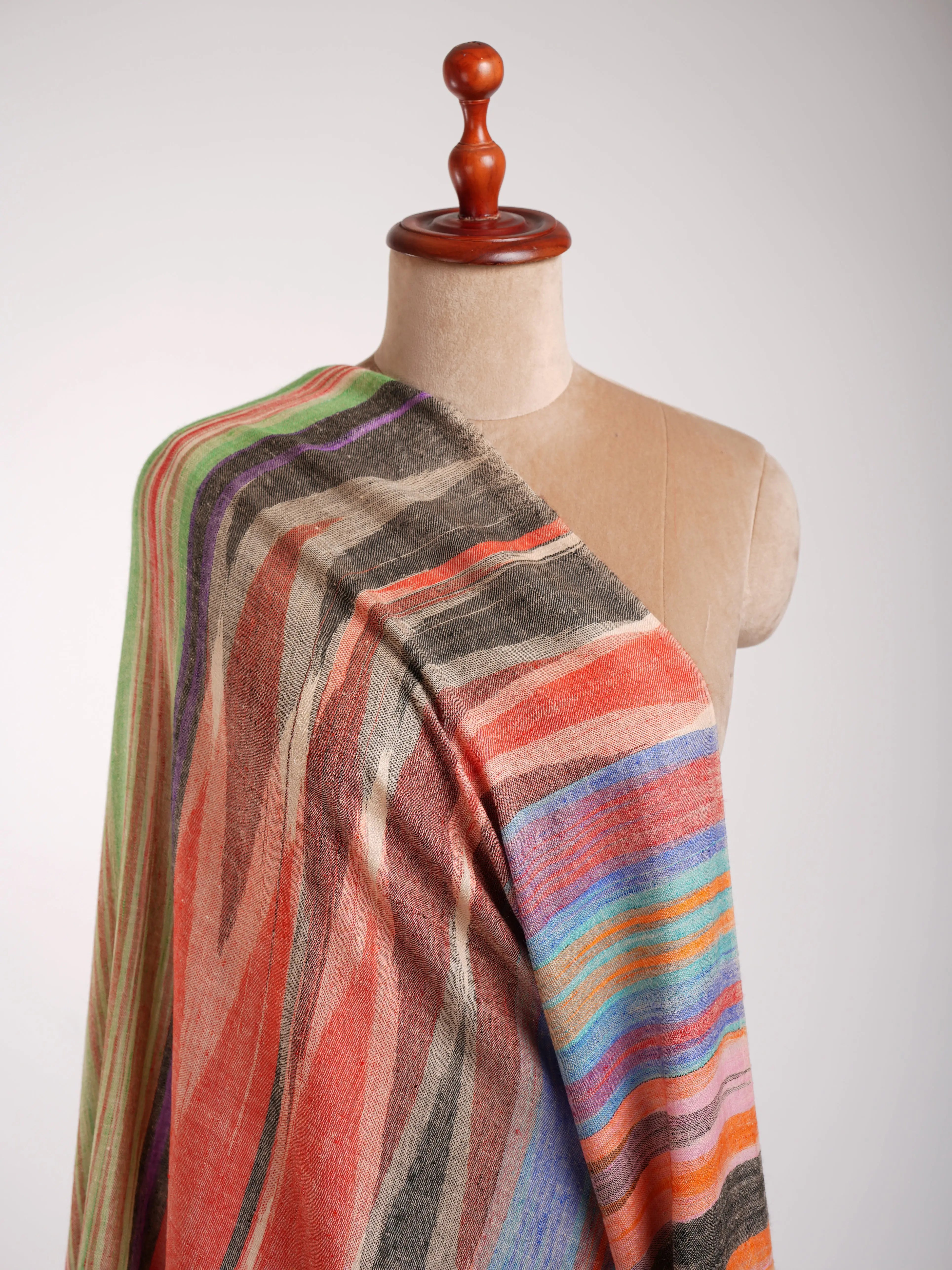 Rustic Multicolor Ikat Artistic Pashmina Shawl Shahkaar