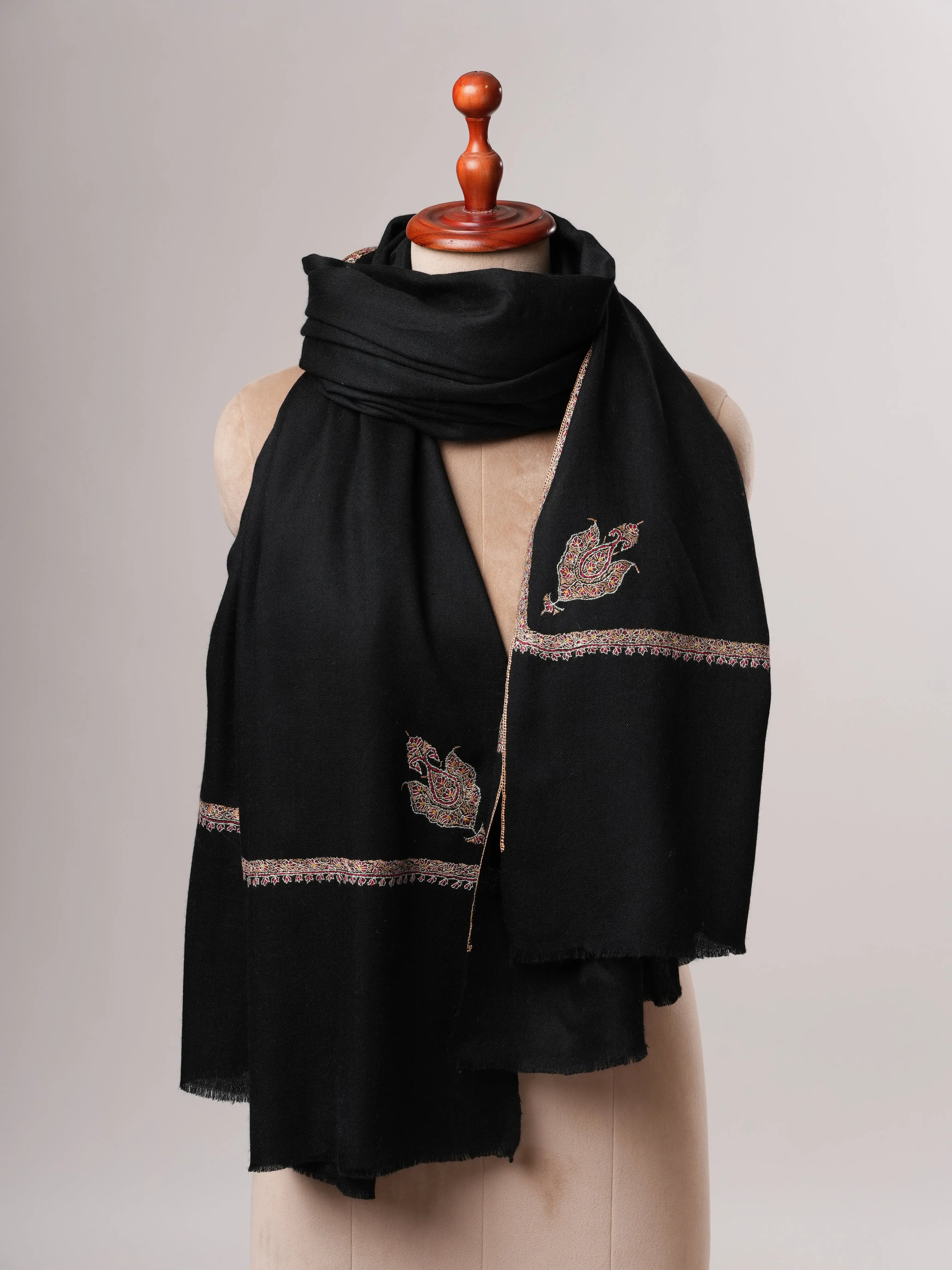 Soft Kashmiri Cashmere Scarf Featuring Fine Bail Handwork Shahkaar