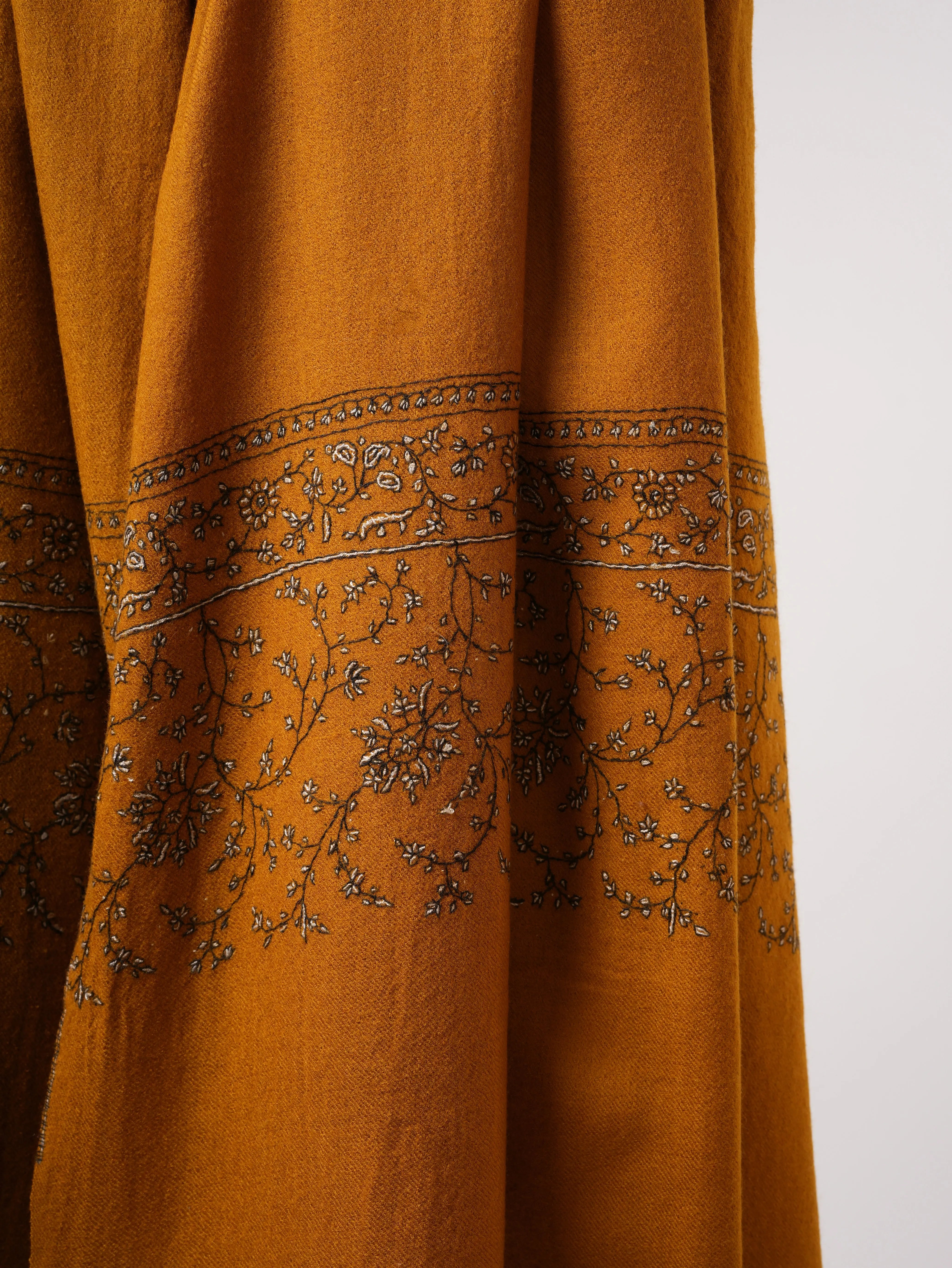 Soft Silk Wool Shawl with Hand Embroidered Palla Shahkaar