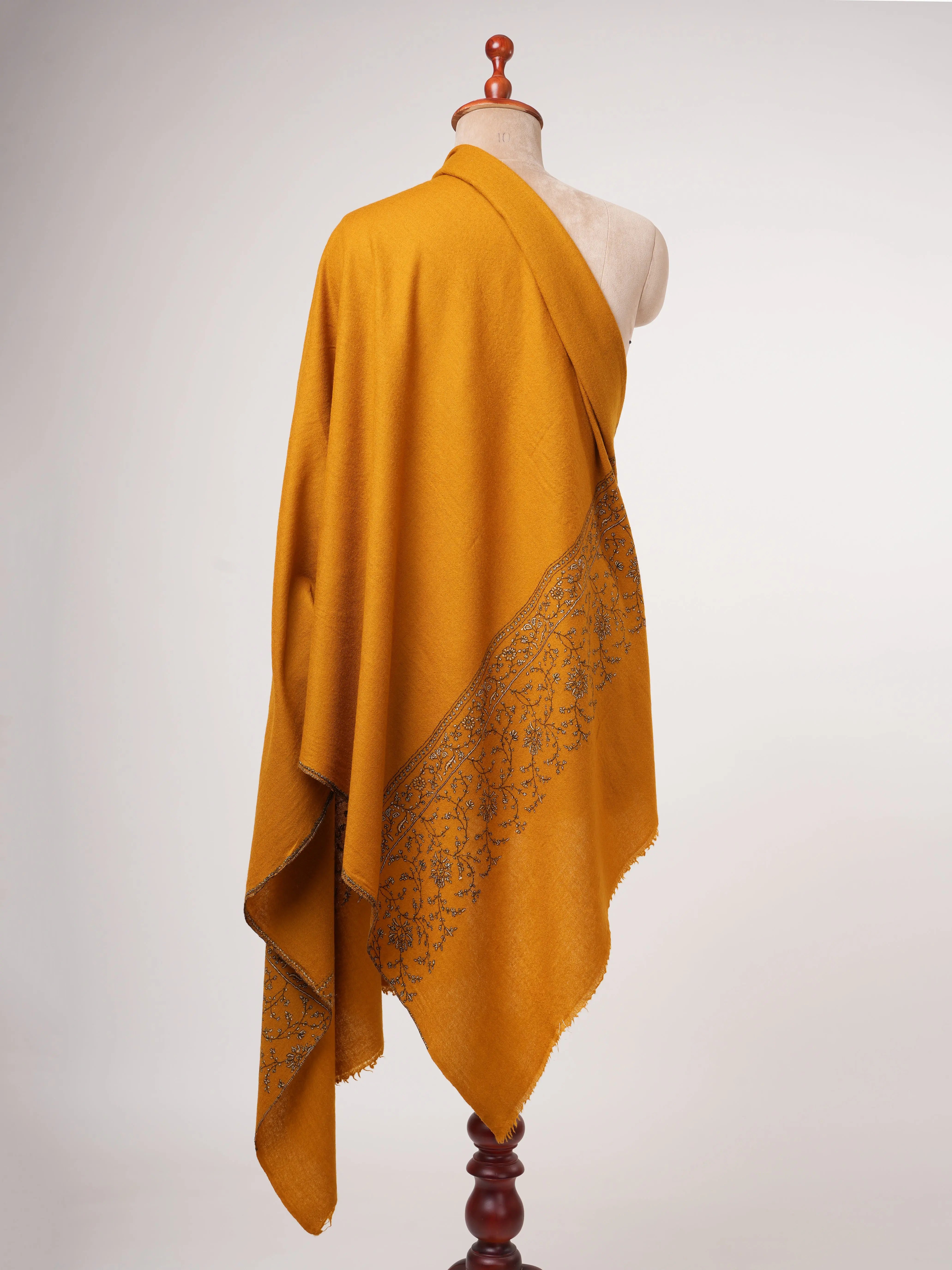 Soft Silk Wool Shawl with Hand Embroidered Palla Shahkaar