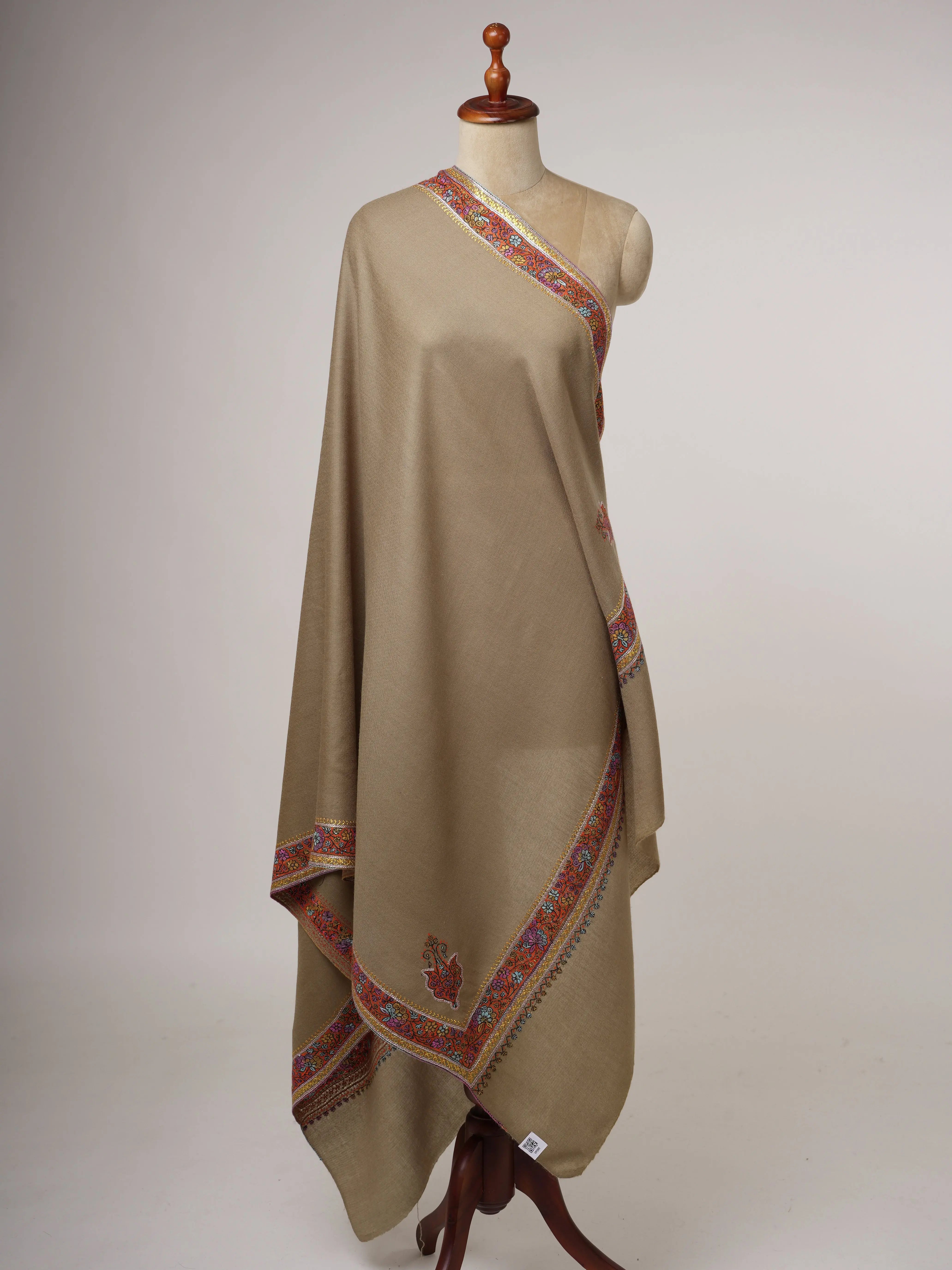 Soft Silk Wool Shawl with Tilla Hand Embroidery Shahkaar