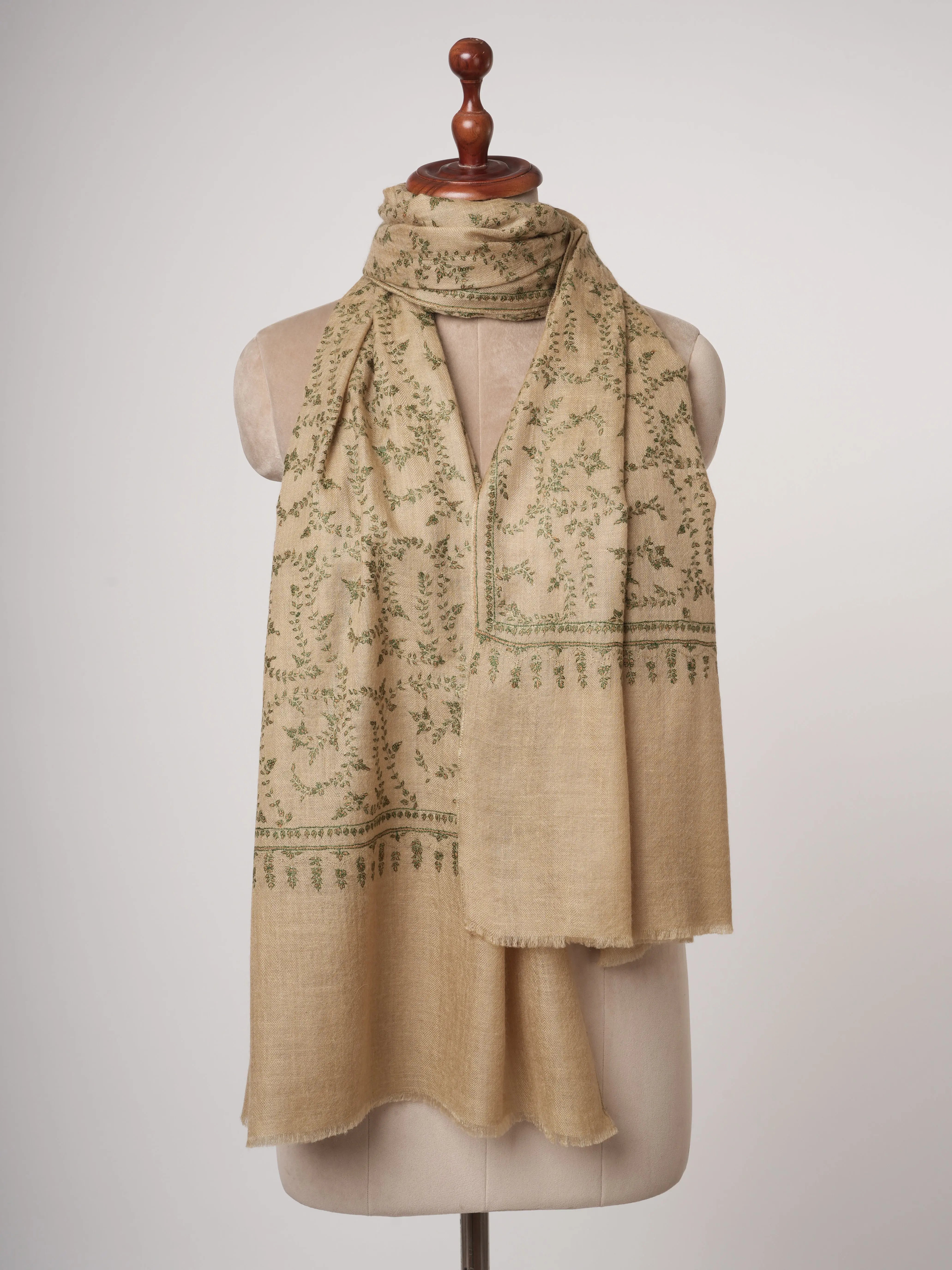 Sozni Embroidered Baby Soft Cashmere Scarf | Handwoven Sustainable Luxury Shahkaar