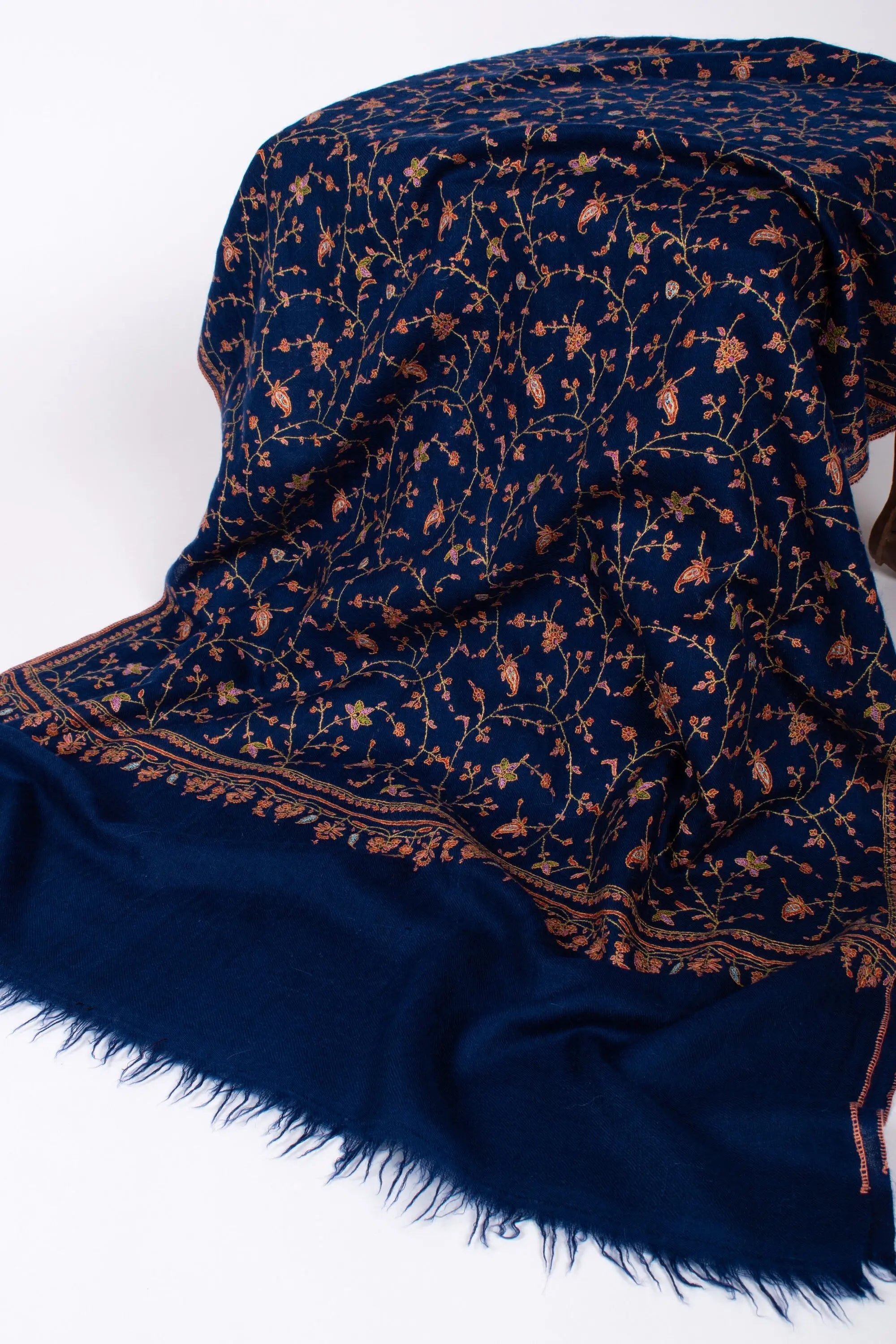 Special Cashmere Pashmina Scarf, Pure Cashmere Shawls, Blue Scarves, Handmade Wrap, Original Kashmiri Scarf, 28x80" - EMBER Shahkaar