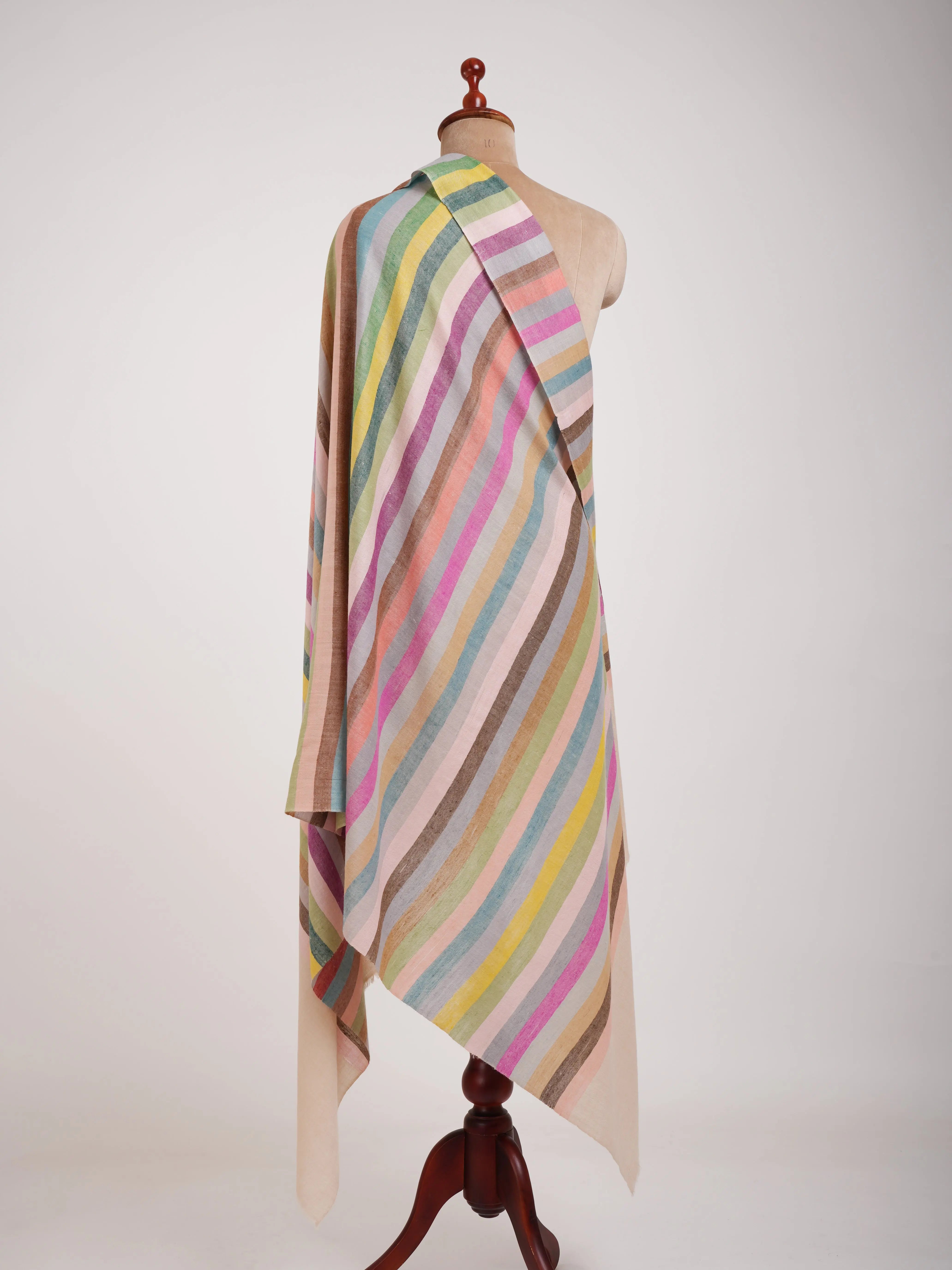 Stripe Pure Pashmina Kashmiri Handwoven Shawl Shahkaar