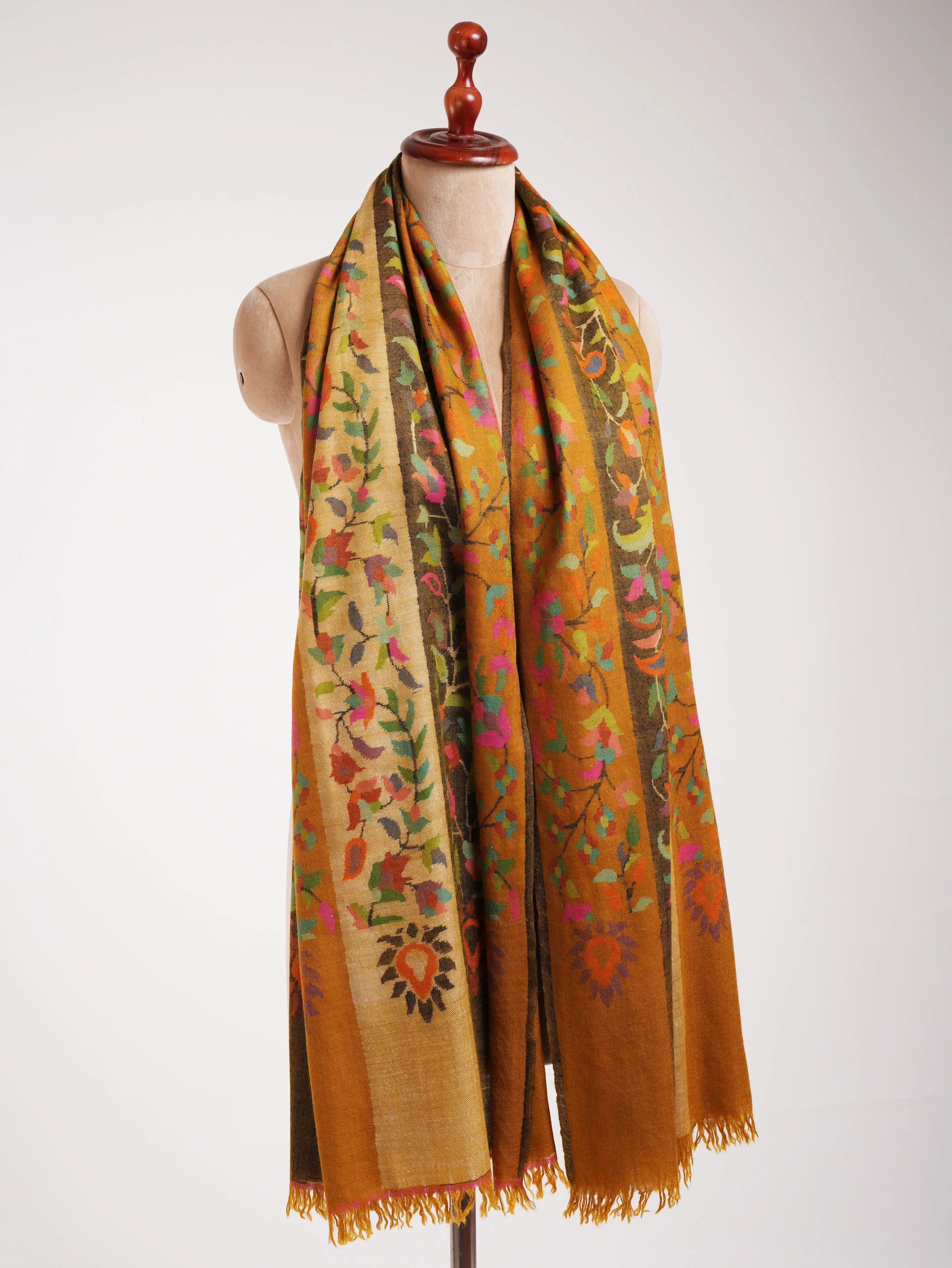 Stripes Handmade Kashmiri Kani Pashmina Jamavar Shawl Shahkaar