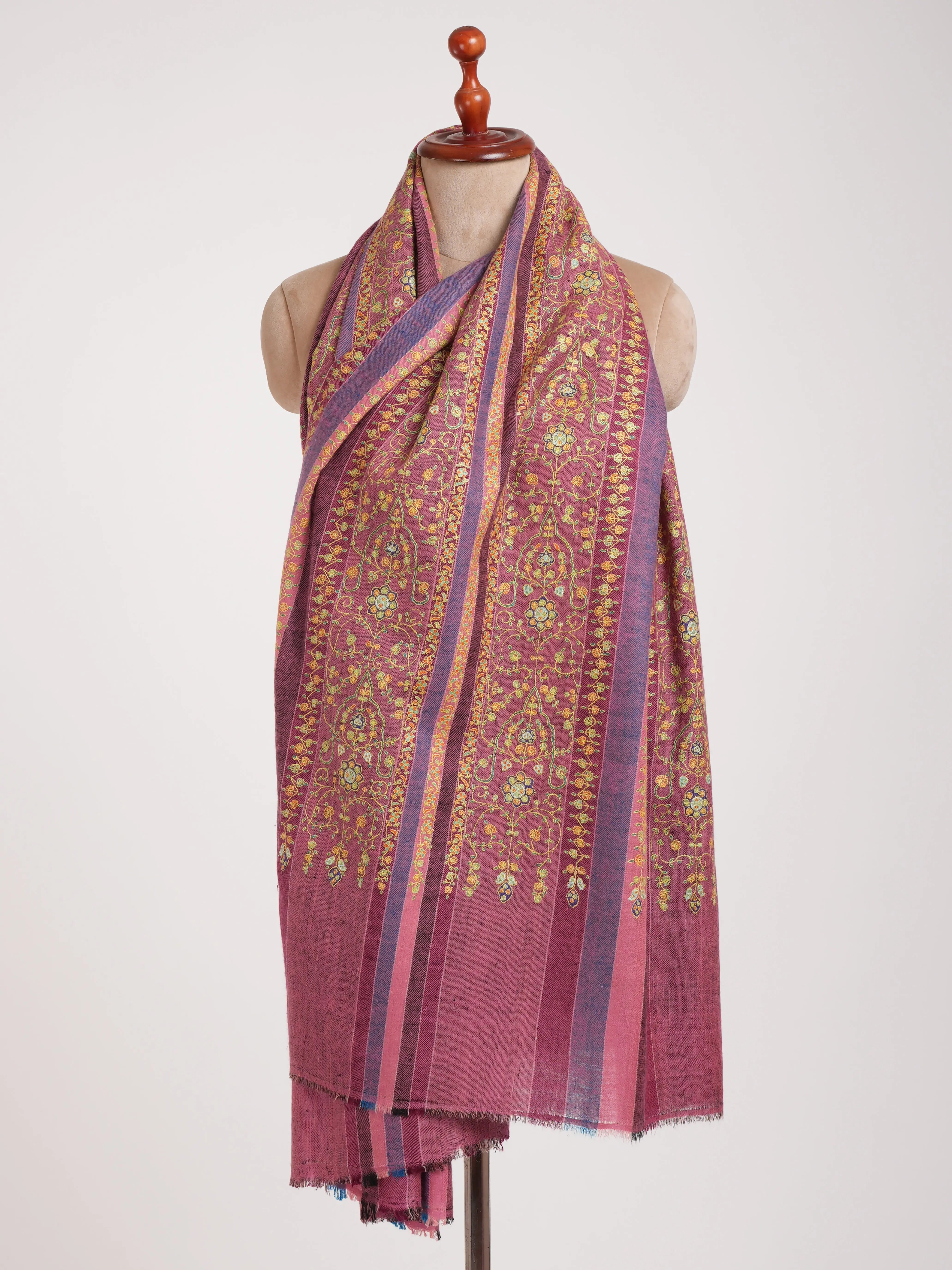 Stripes Handwork Kashmiri Pashmina Shawl Shahkaar