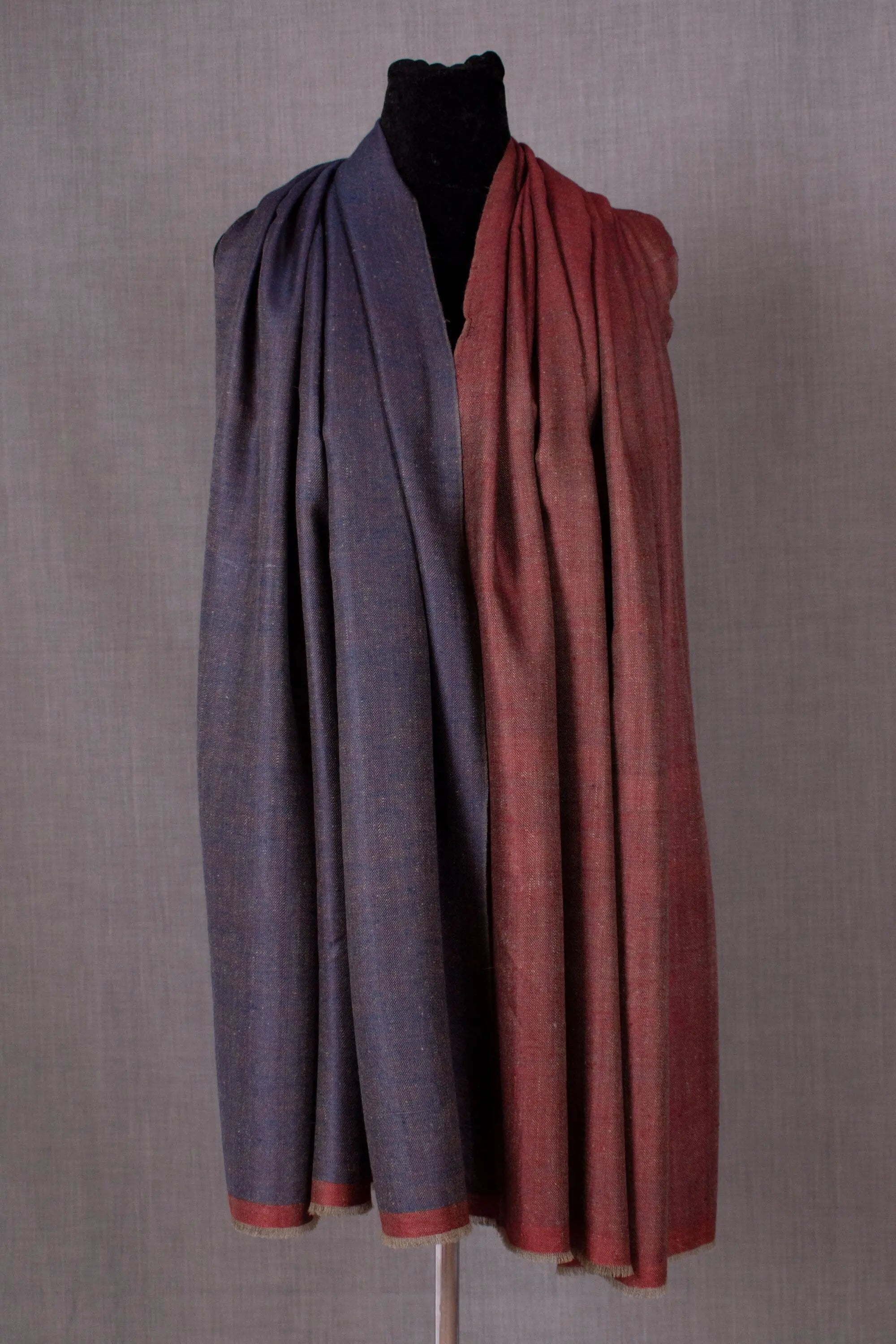 Tara Reversible Pashmina Wrap, Handwoven Cashmere 2 sided Shawl, Made in Kashmir, 40x80" Shahkaar