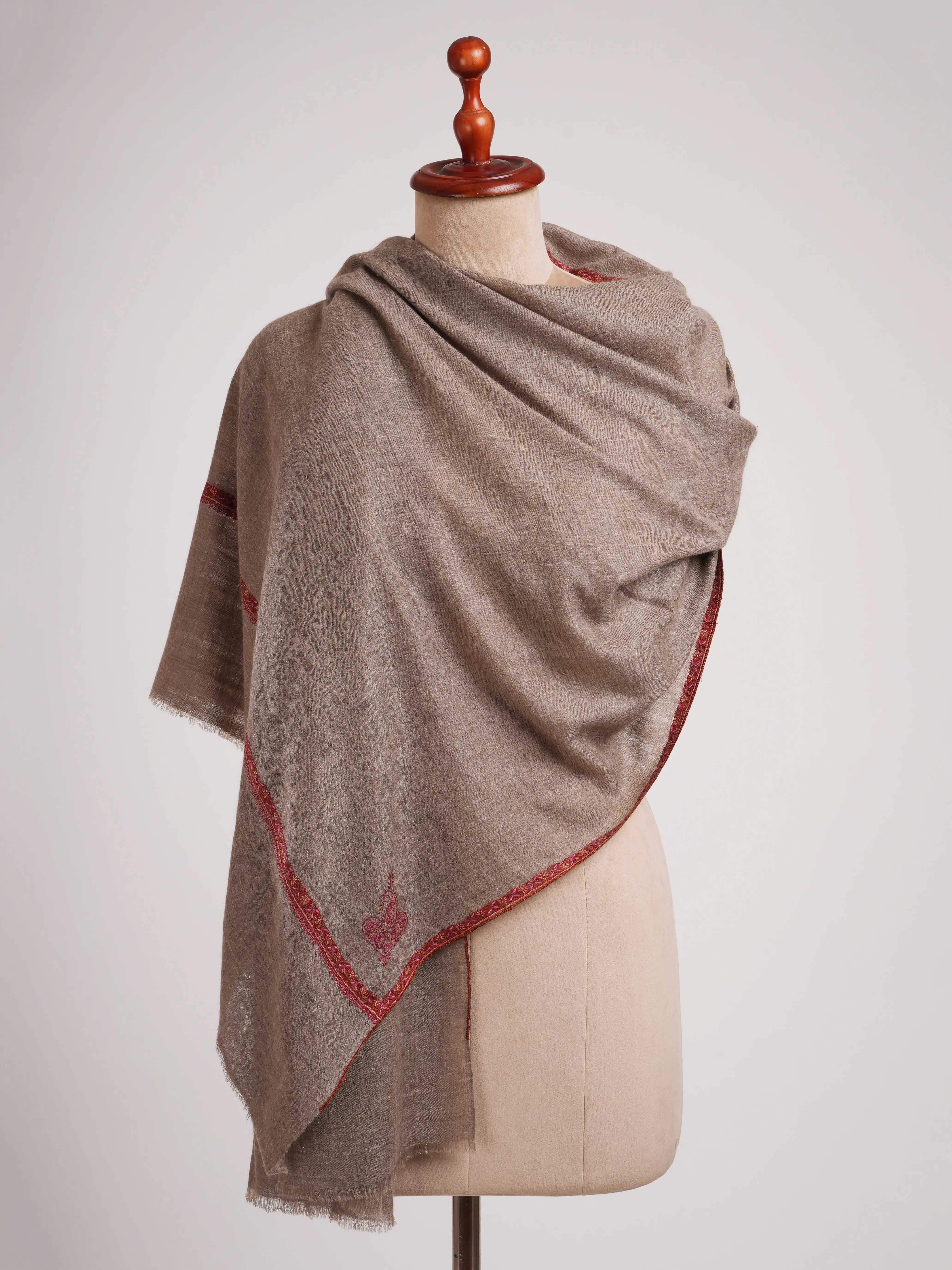 Toosh Color Bail Embroidered Cashmere Scarf Shahkaar