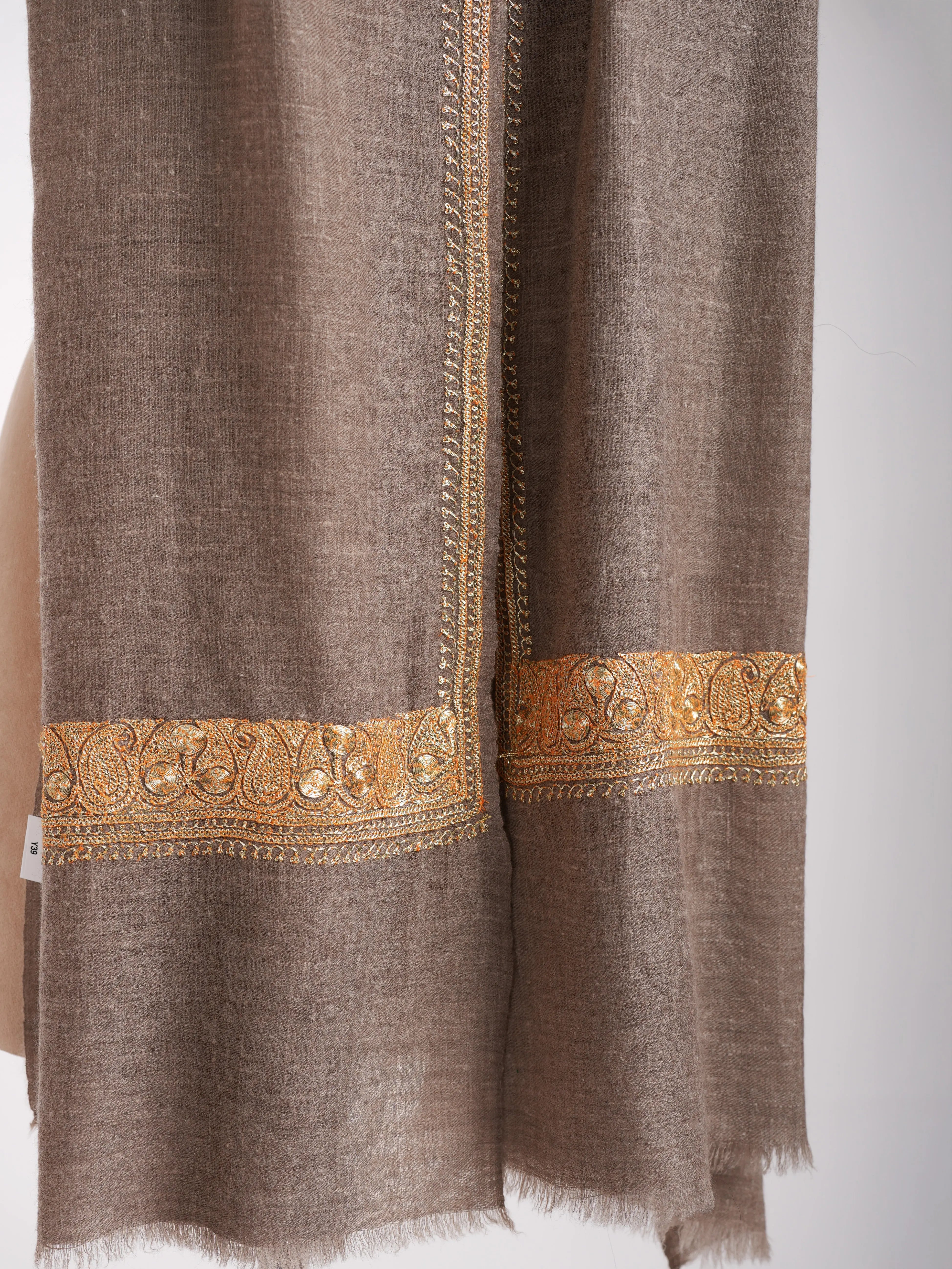 Toosh Color Indian Cashmere with Golden Tilla Embroidery Shahkaar