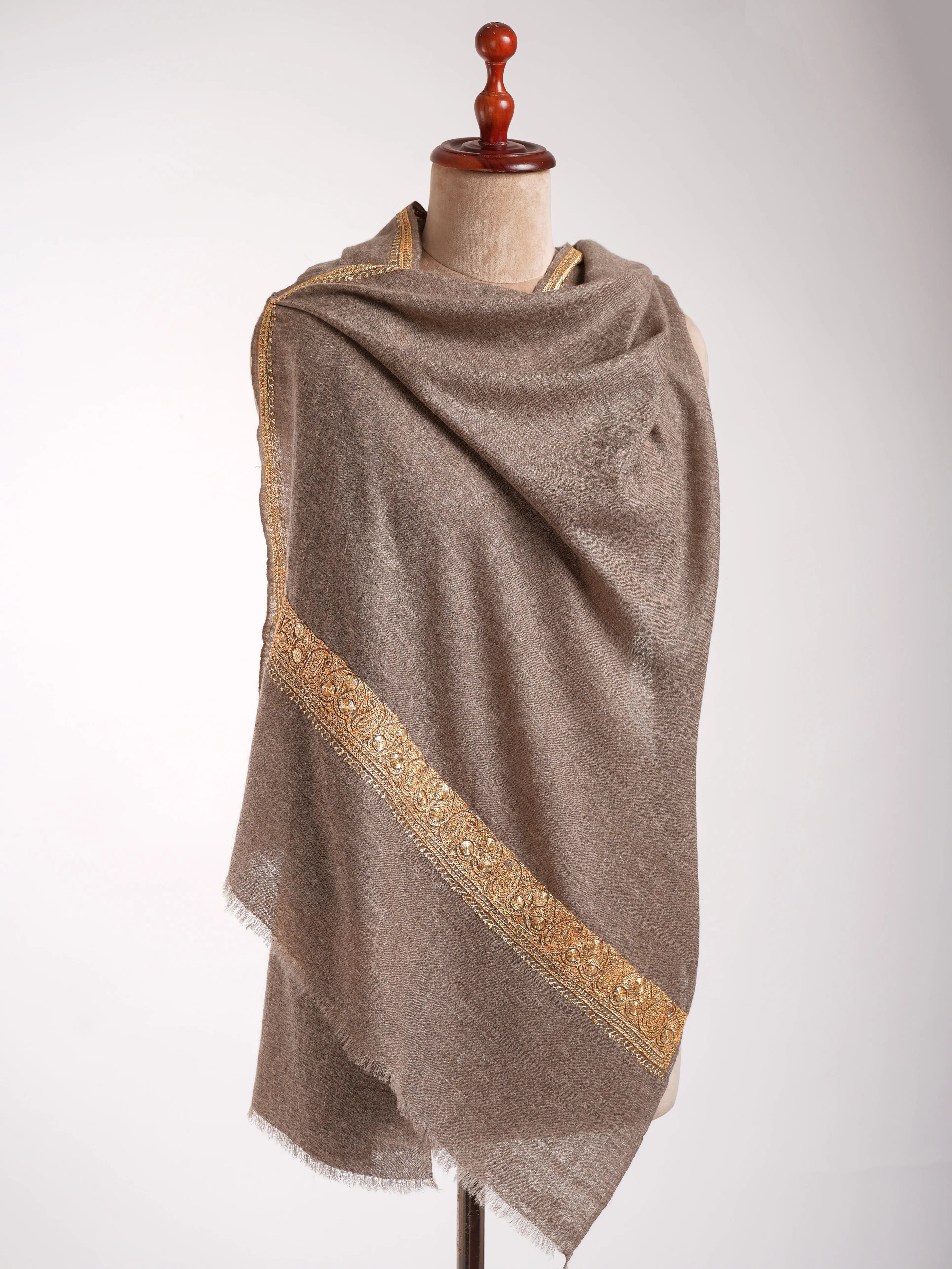 Toosh Color Indian Cashmere with Golden Tilla Embroidery Shahkaar