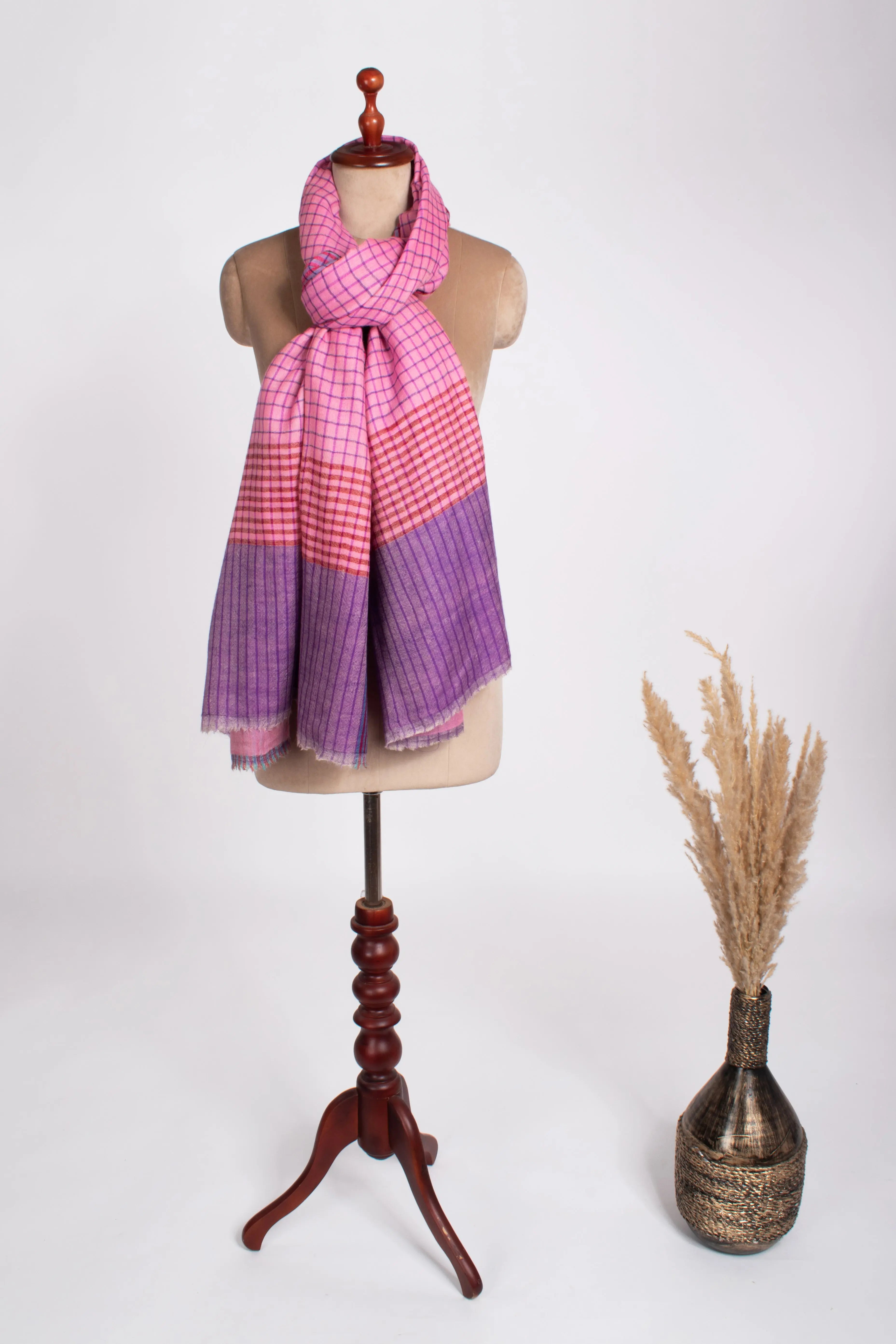 Two Leaf Pink Dorukha Pashmina Shawl Shahkaar